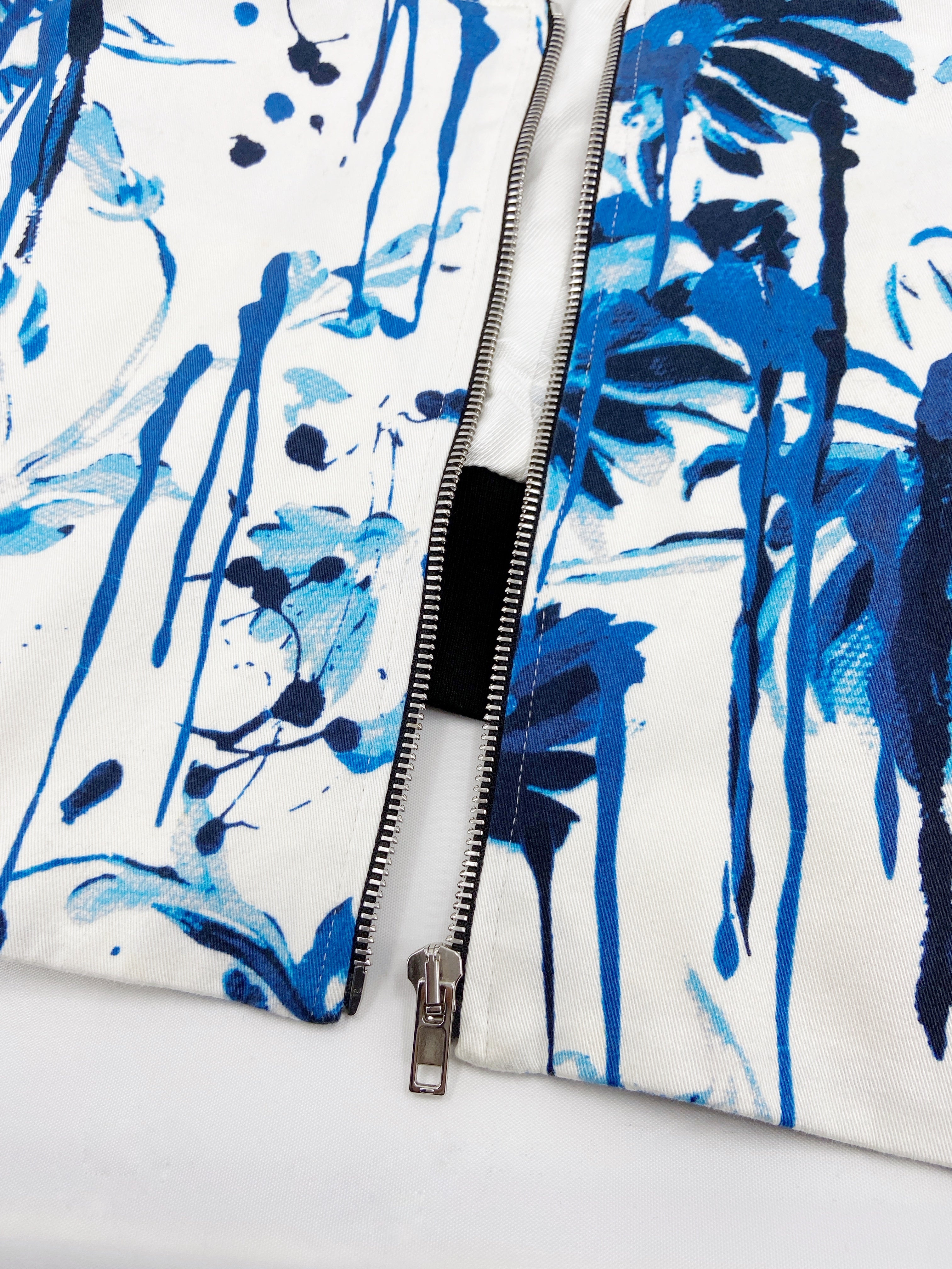 Jean Paul Gaultier Spring 2015 Blue Floral Cropped Bomber 40 - 7