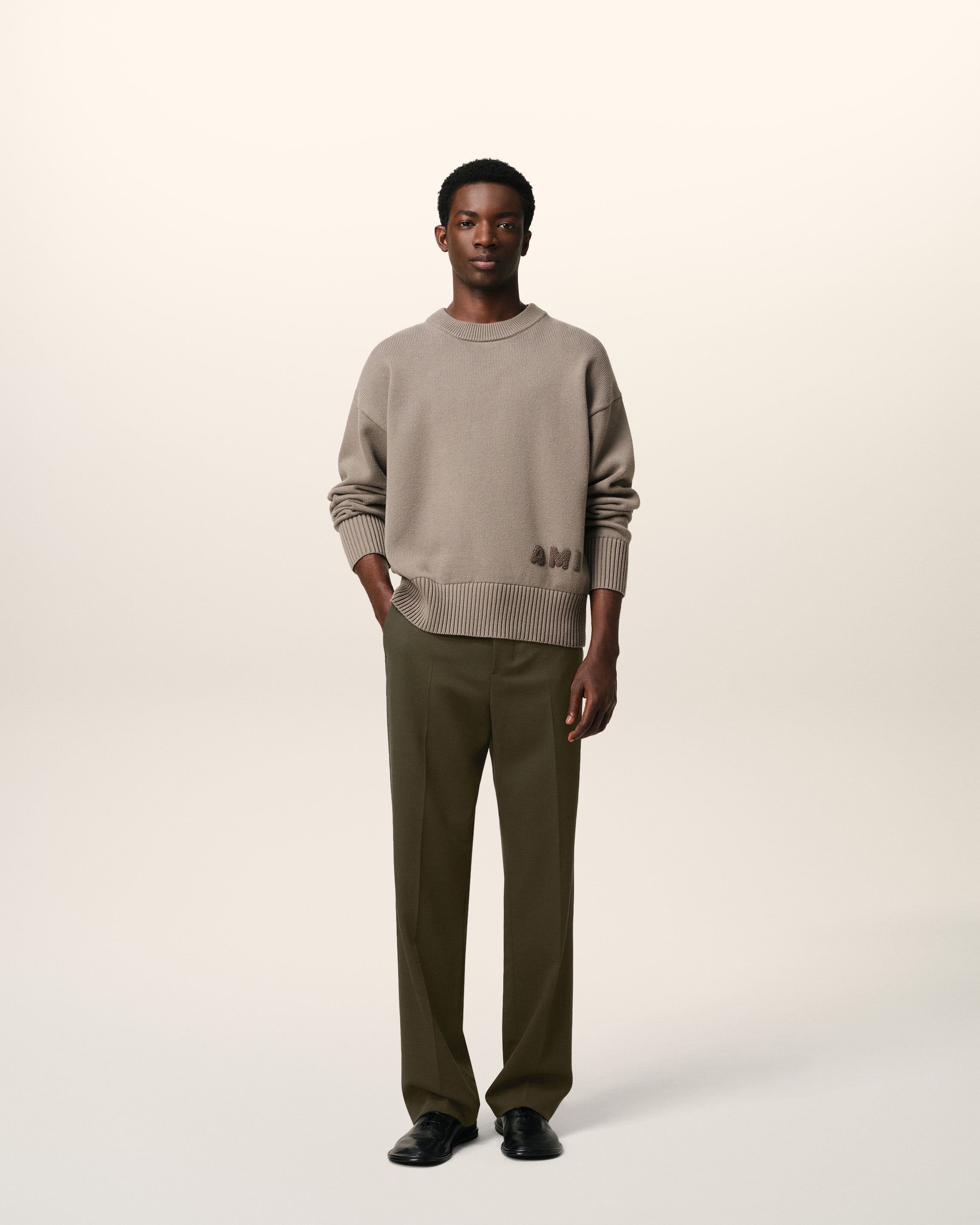GREEN WOOL STRAIGHT FIT TROUSERS - 2