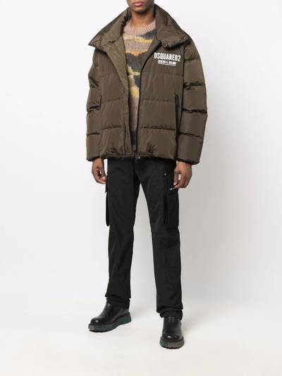 DSQUARED2 logo-print padded zip-front jacket outlook