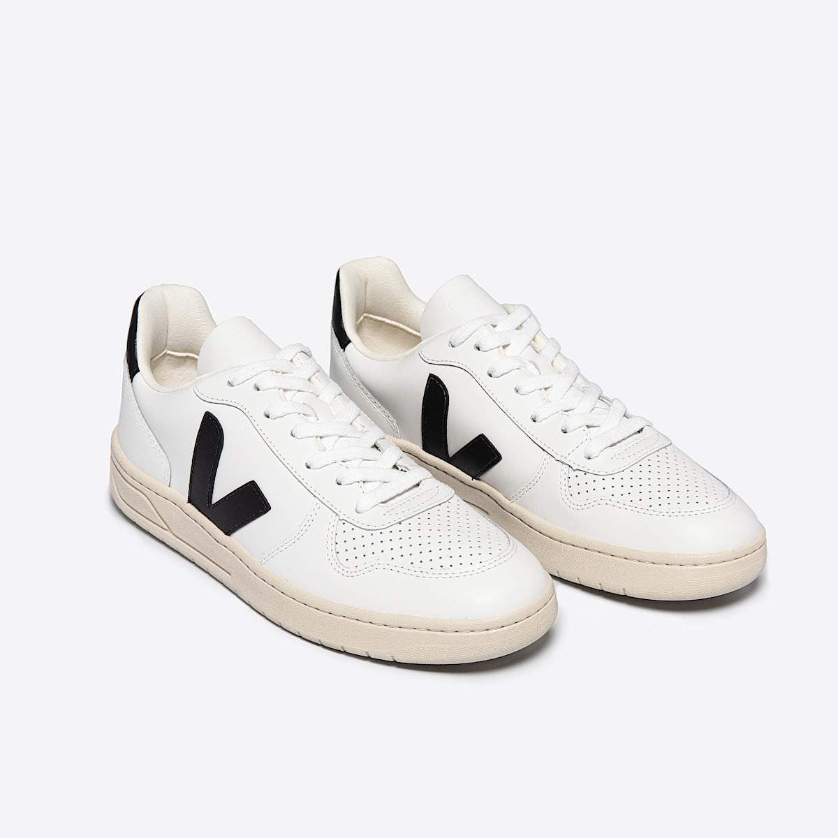 V-10 LEATHER WHITE BLACK - 2