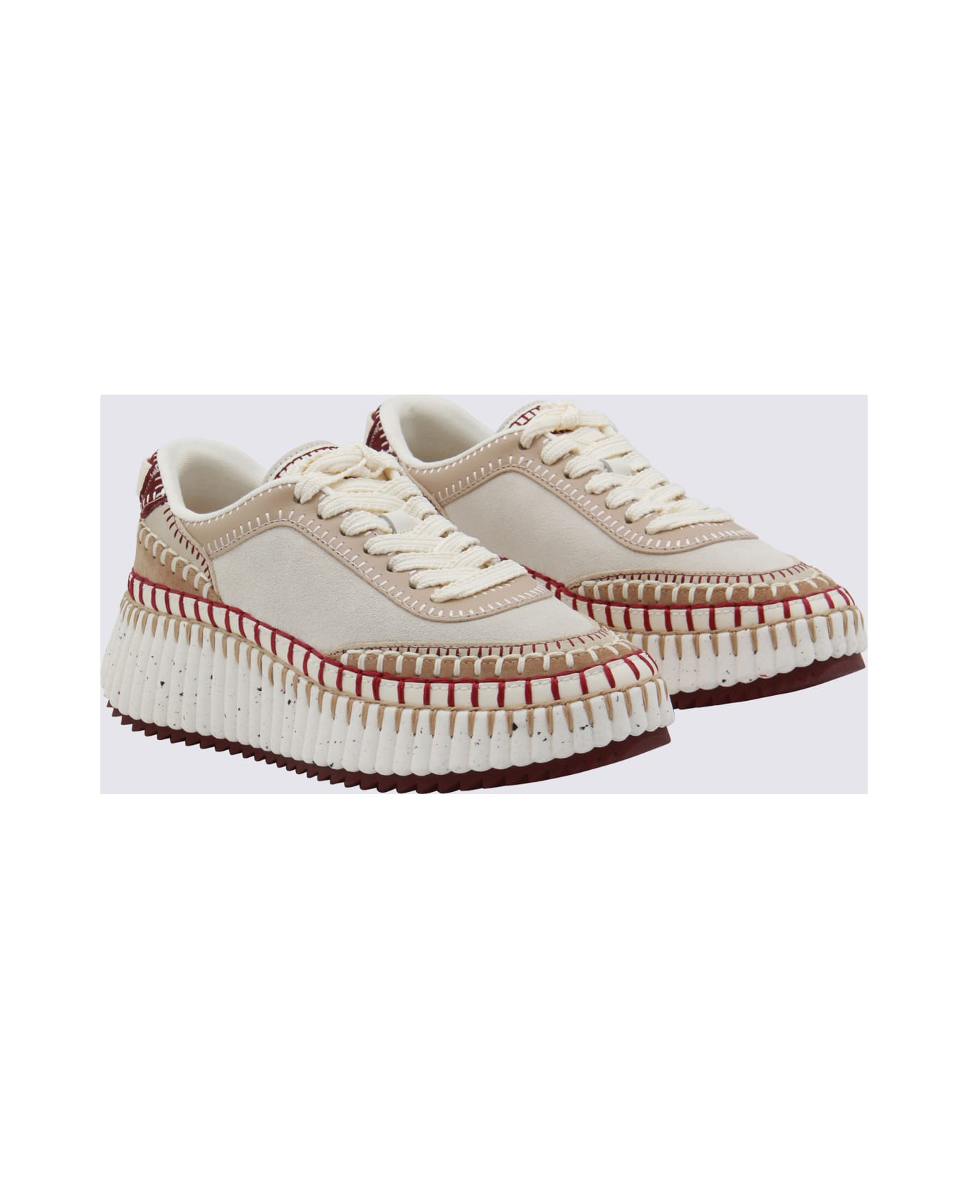 Beige And Red Nama Sneakers - 2