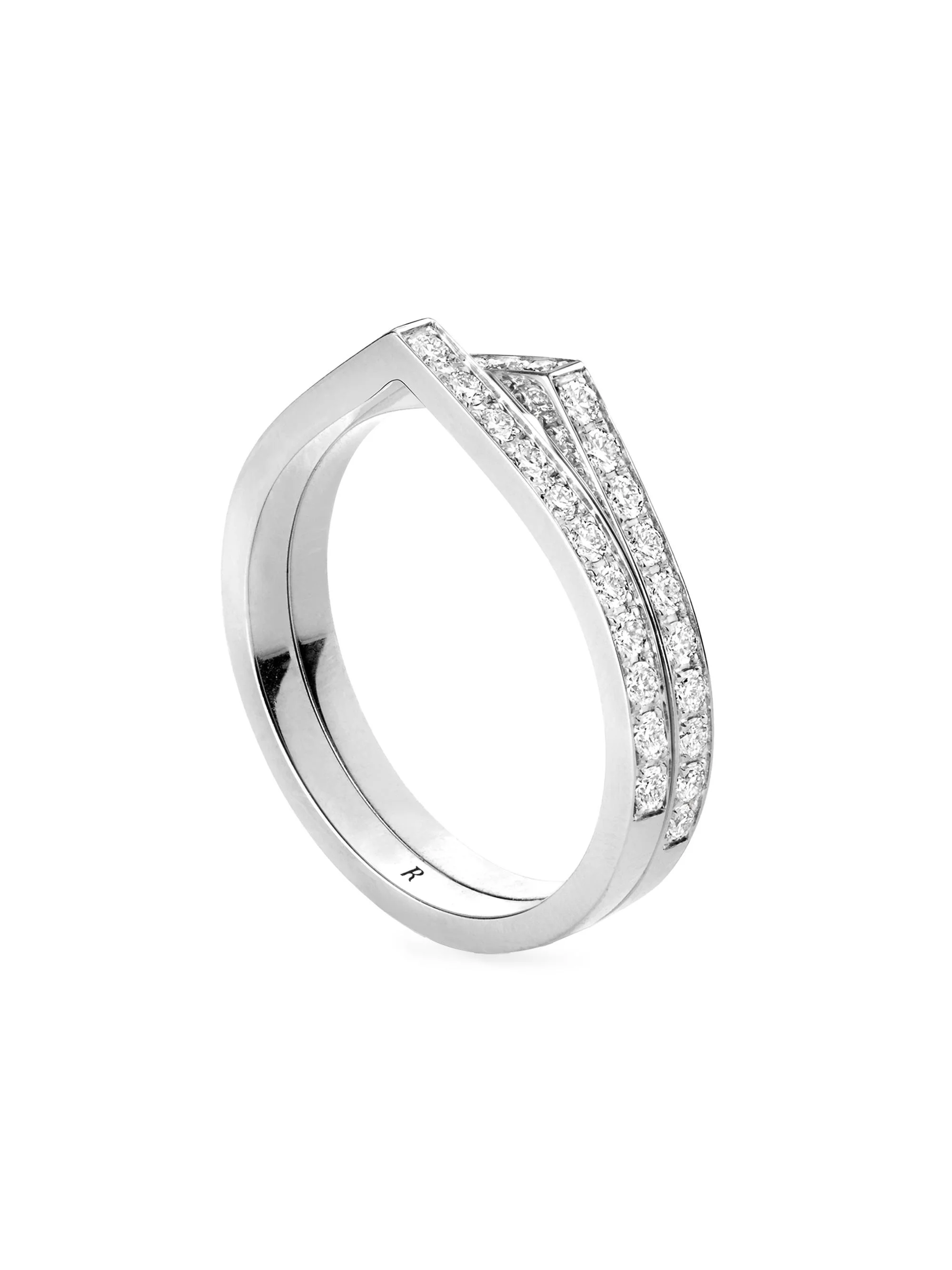 Women's Antifer 18K White Gold & Diamond Double Ring - White Gold - 1