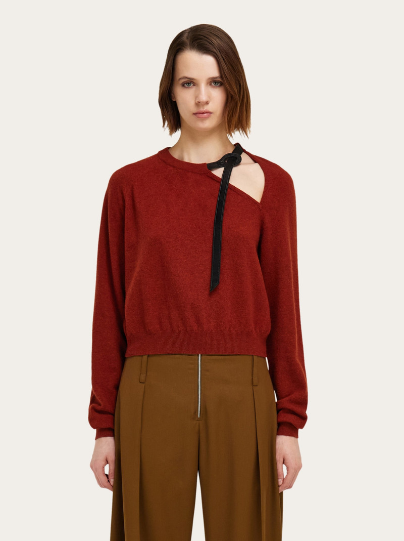 FERRAGAMO Crew neck sweater with cut-out detail outlook