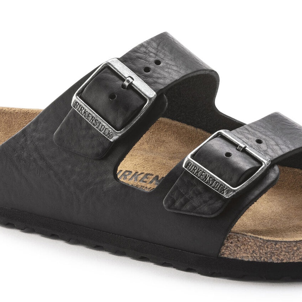 Birkenstock | Arizona Grip Leather Slippers 'Vintage Wood Black' - 8