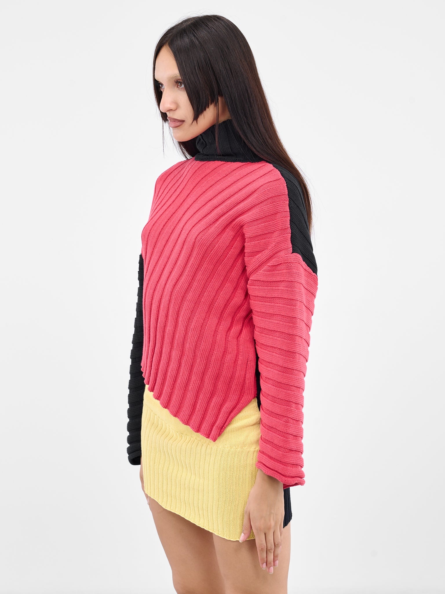 Asymmetric Rib Knit Jumper - 2