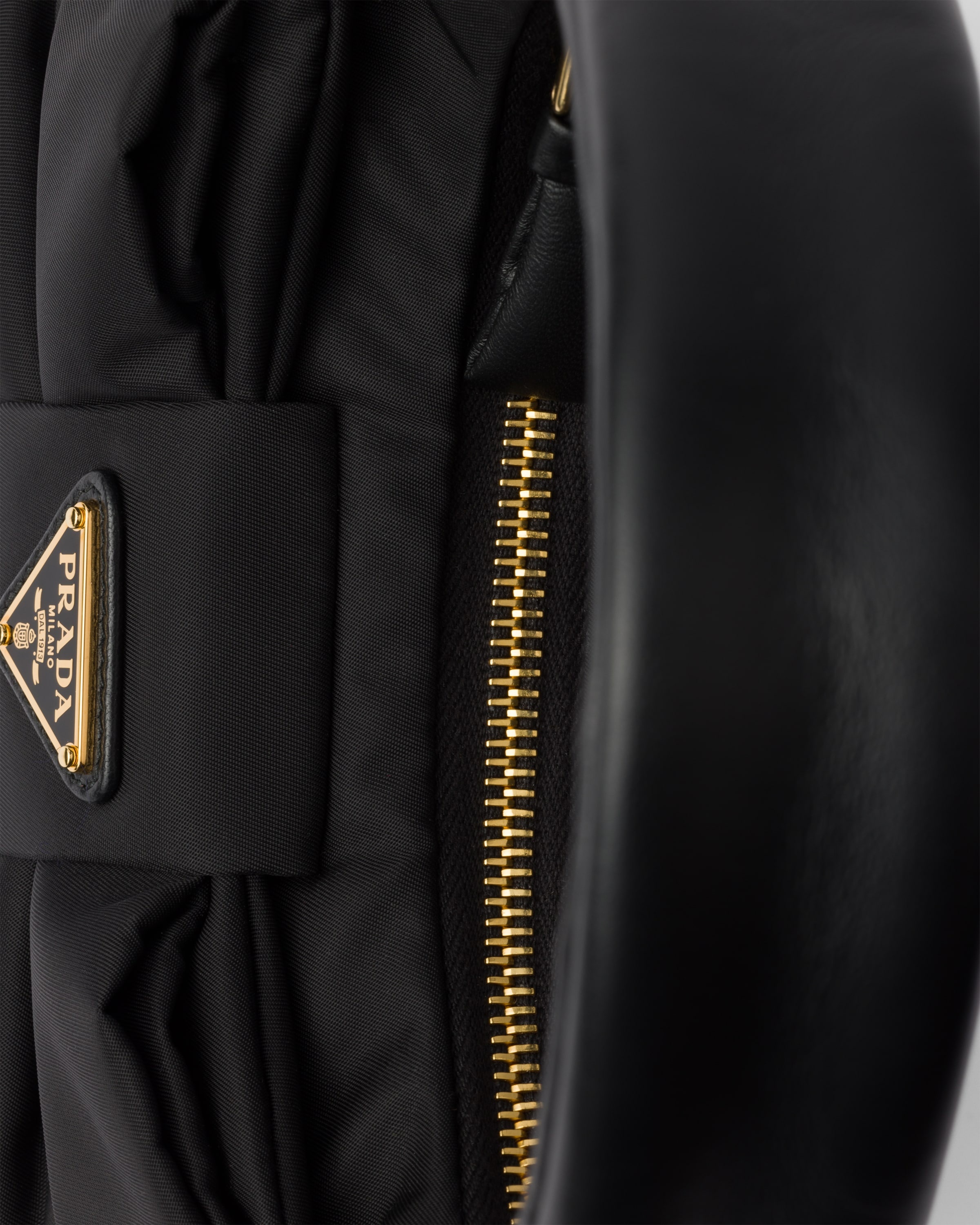 Re-Nylon and nappa leather mini-bag with bow - 5