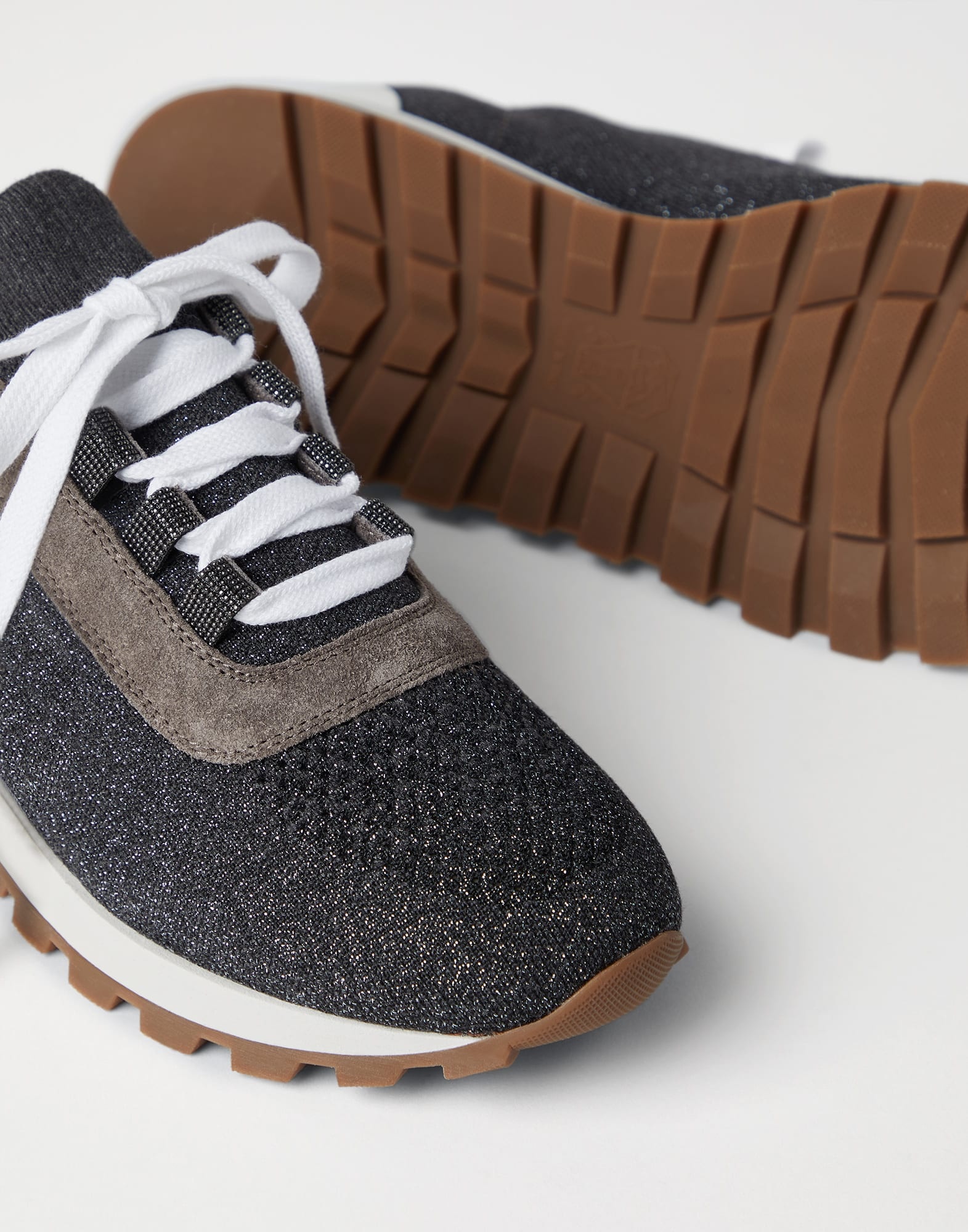 Sparkling cotton knit runners with shiny eyelets - 3
