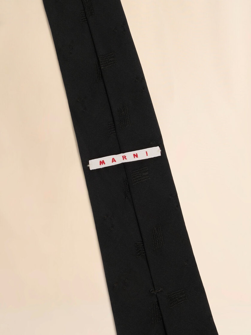 BLACK VISCOSE TIE WITH GEOMETRIC JACQUARD MOTIF 4