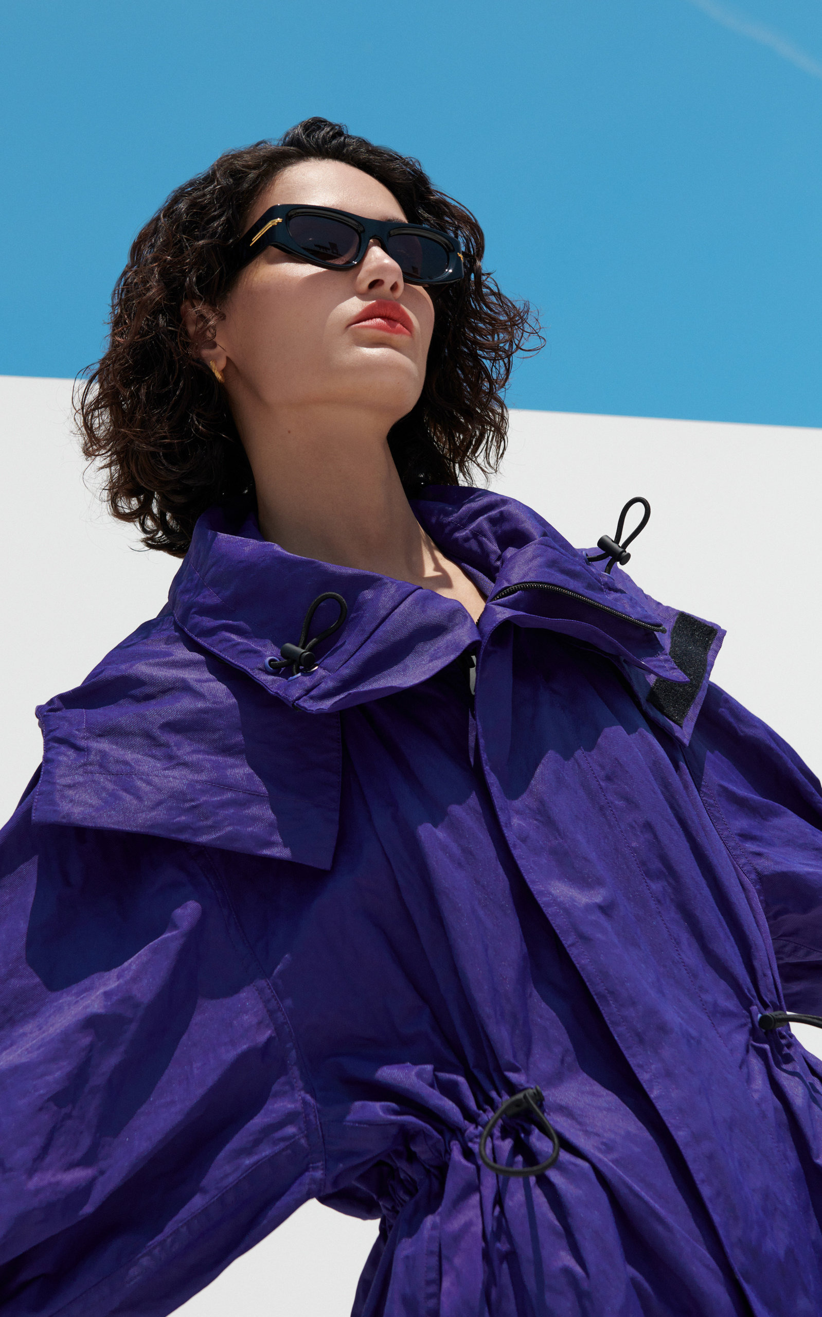 Resinated Metal Twill Parka purple - 3