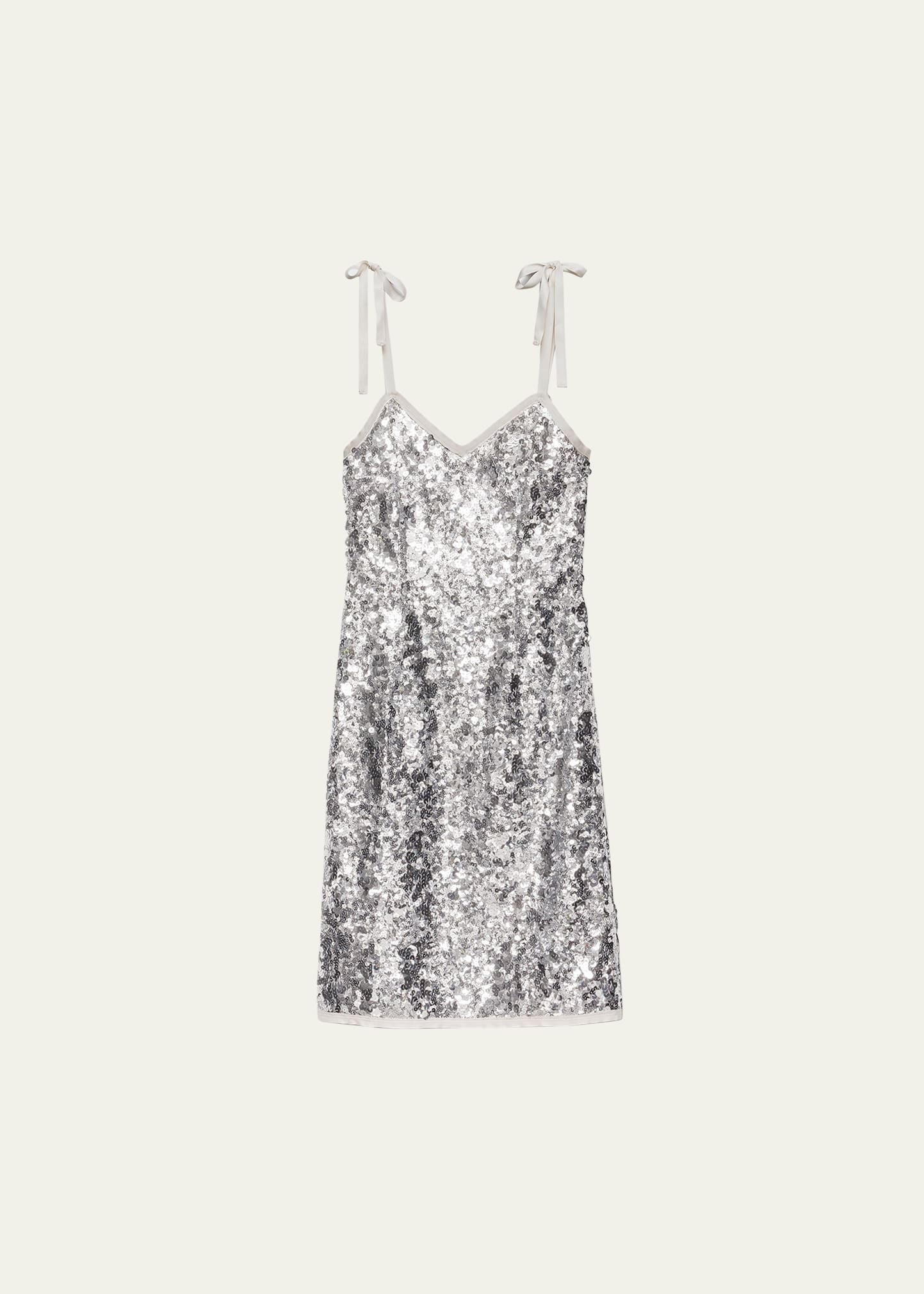 Sequin Tie-Shoulder Midi Dress - 1