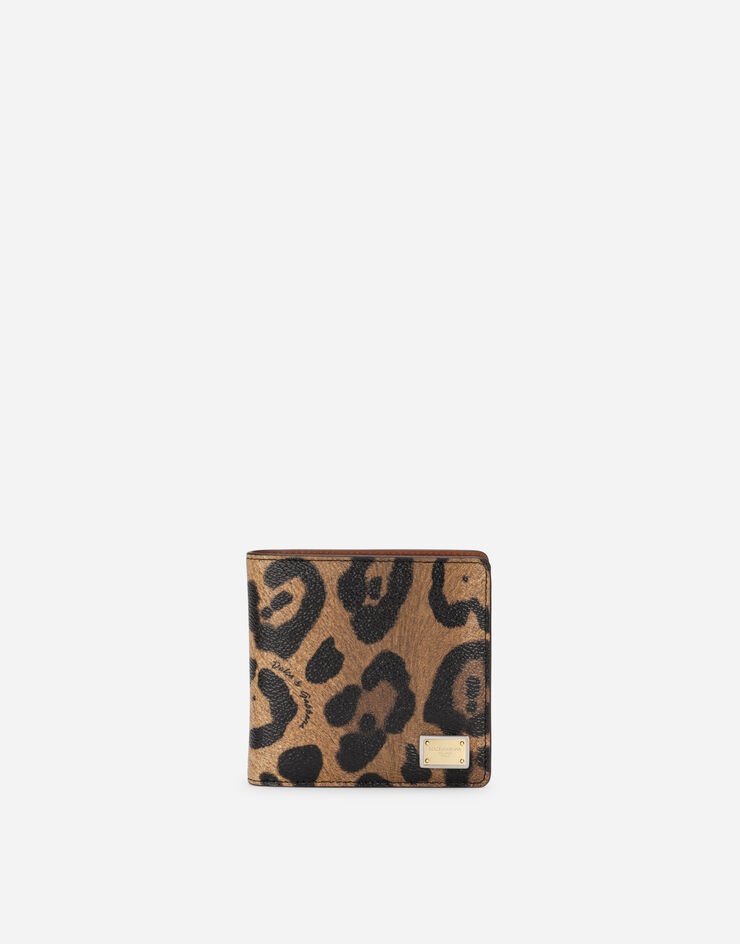 Leopard-print Crespo bifold wallet with branded plate - 1