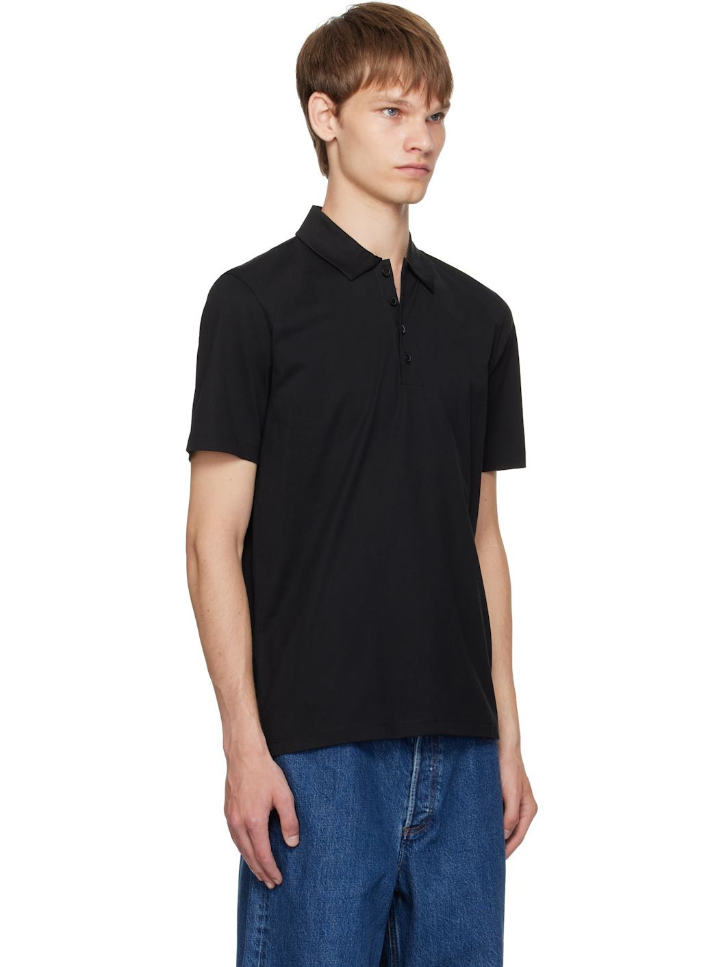 Black Slim-Fit Mercerized Cotton Polo - 2