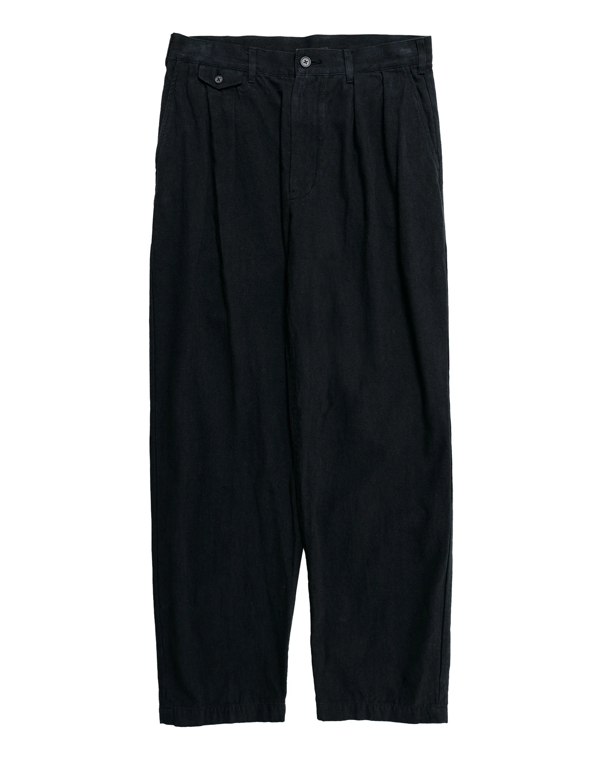 Lost & Found 2Pleats Trousers Cotton Linen Black - 1