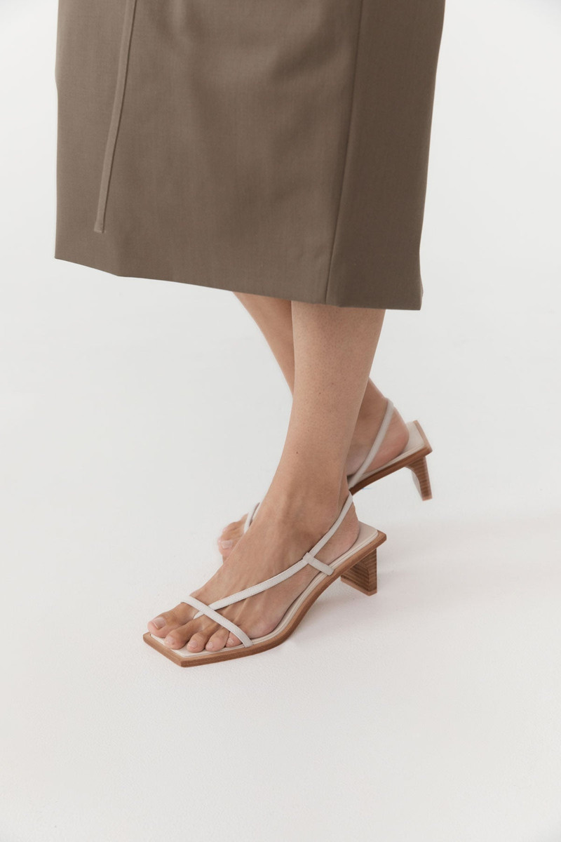 Suede Strap Heel - Cool White 1