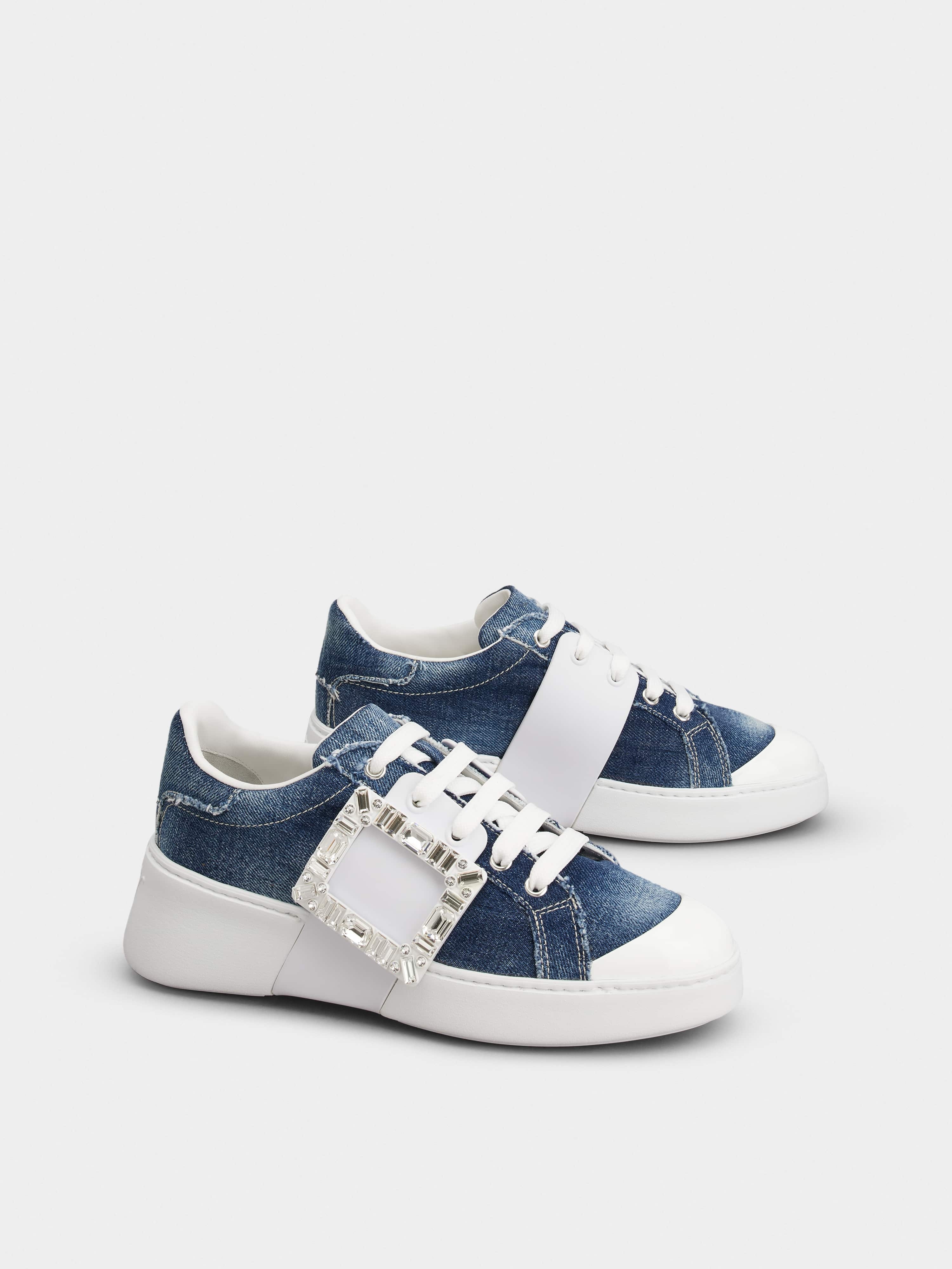 Viv' Skate Strass Buckle Sneakers in Denim - 2