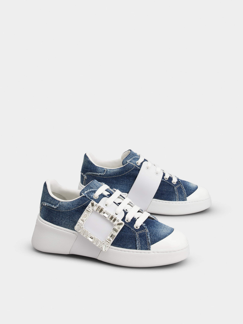 Viv' Skate Strass Buckle Sneakers in Denim 2