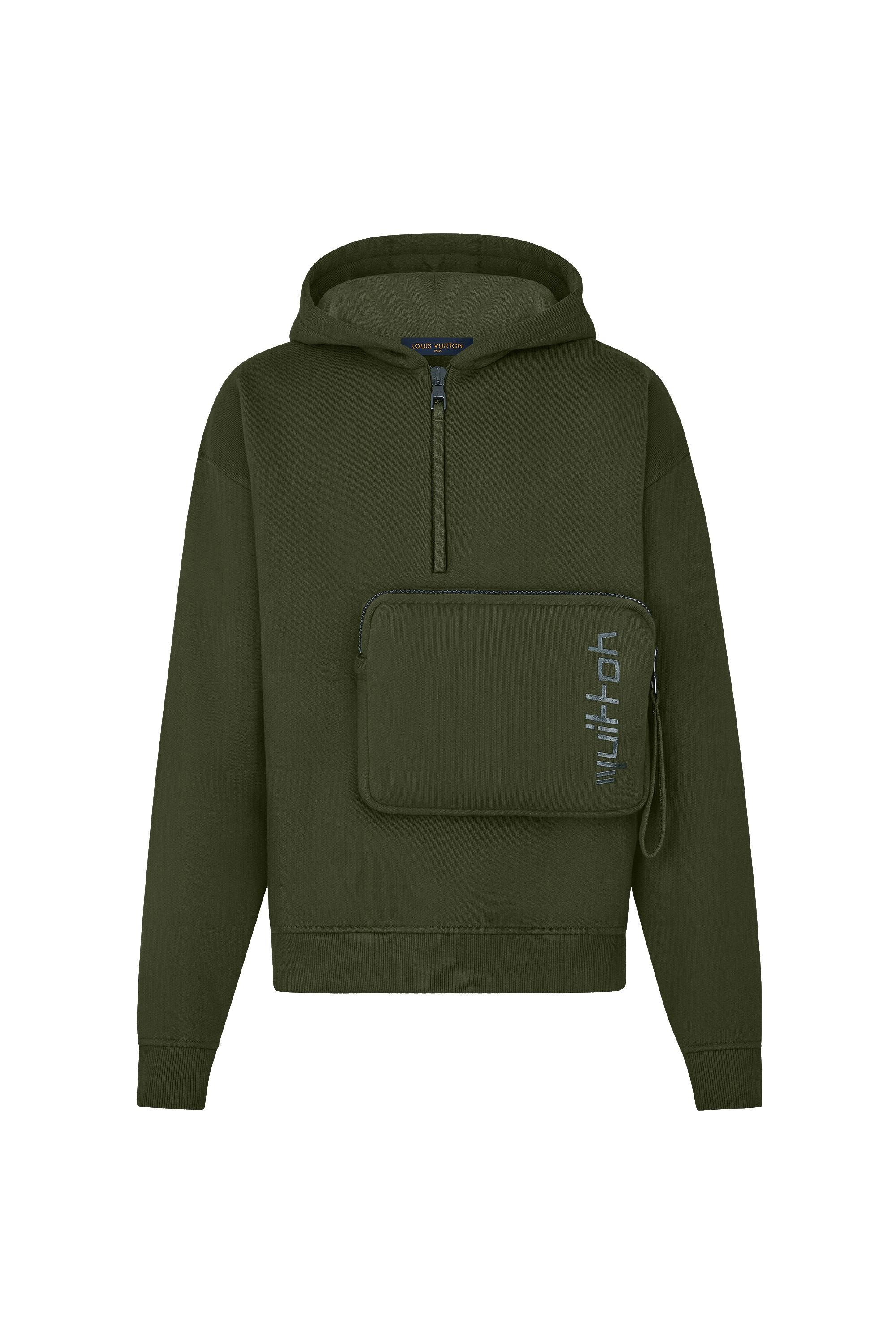 3D Patched Pocket Half Zipped Hoodie - 1