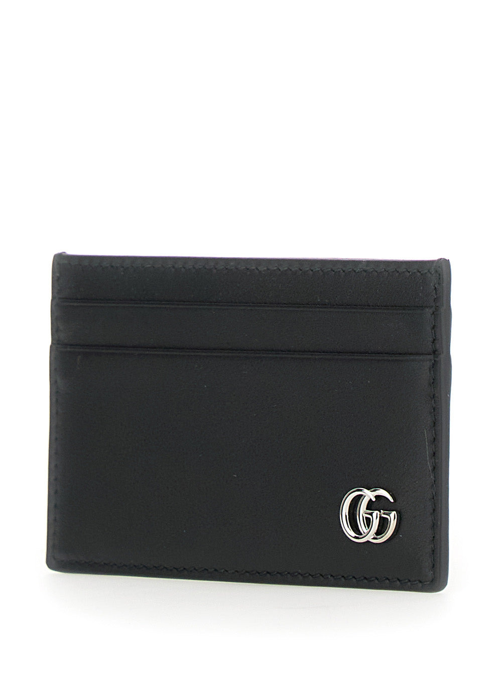 Gucci Men Black Card Holder With Double G Plaque On The Front In Leather Man - 2