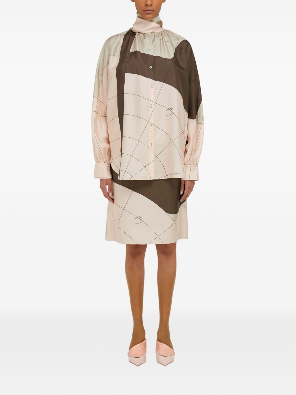 printed silk midi skirt - 2
