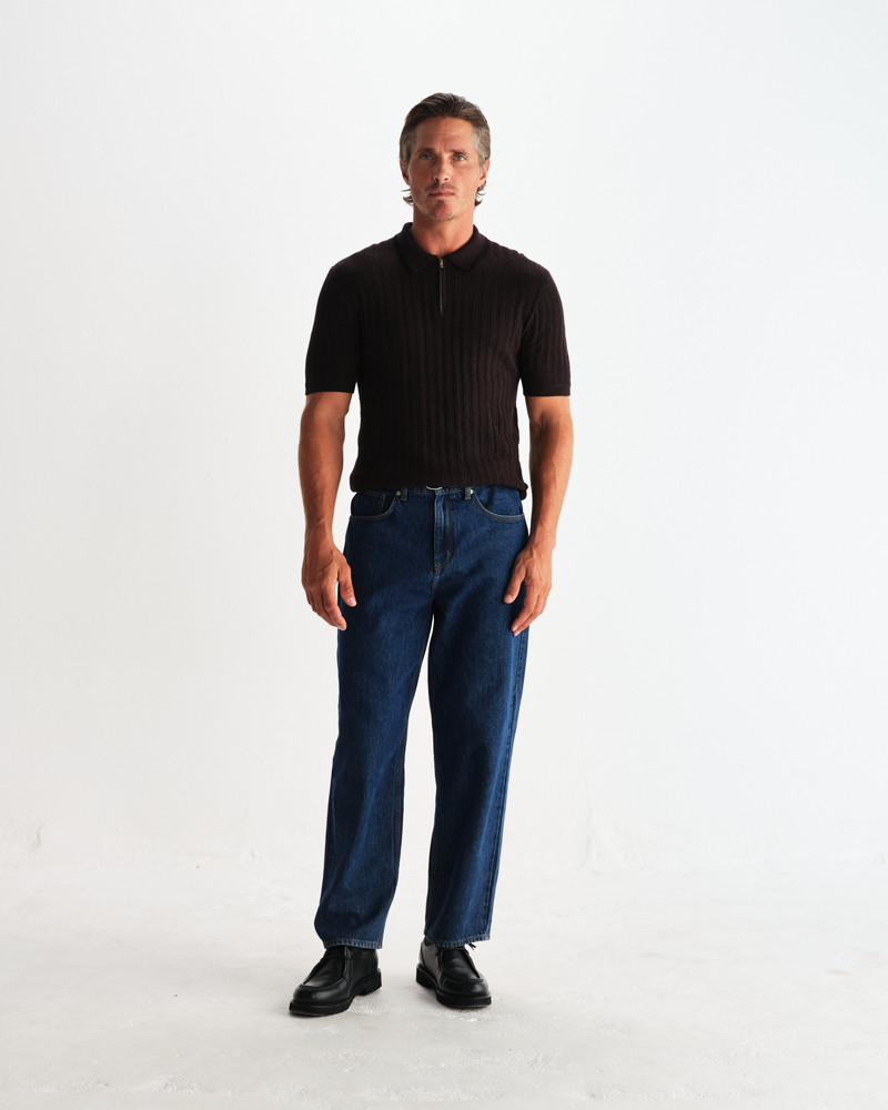 Bury - Dark Brown Stripe Zip Polo 4