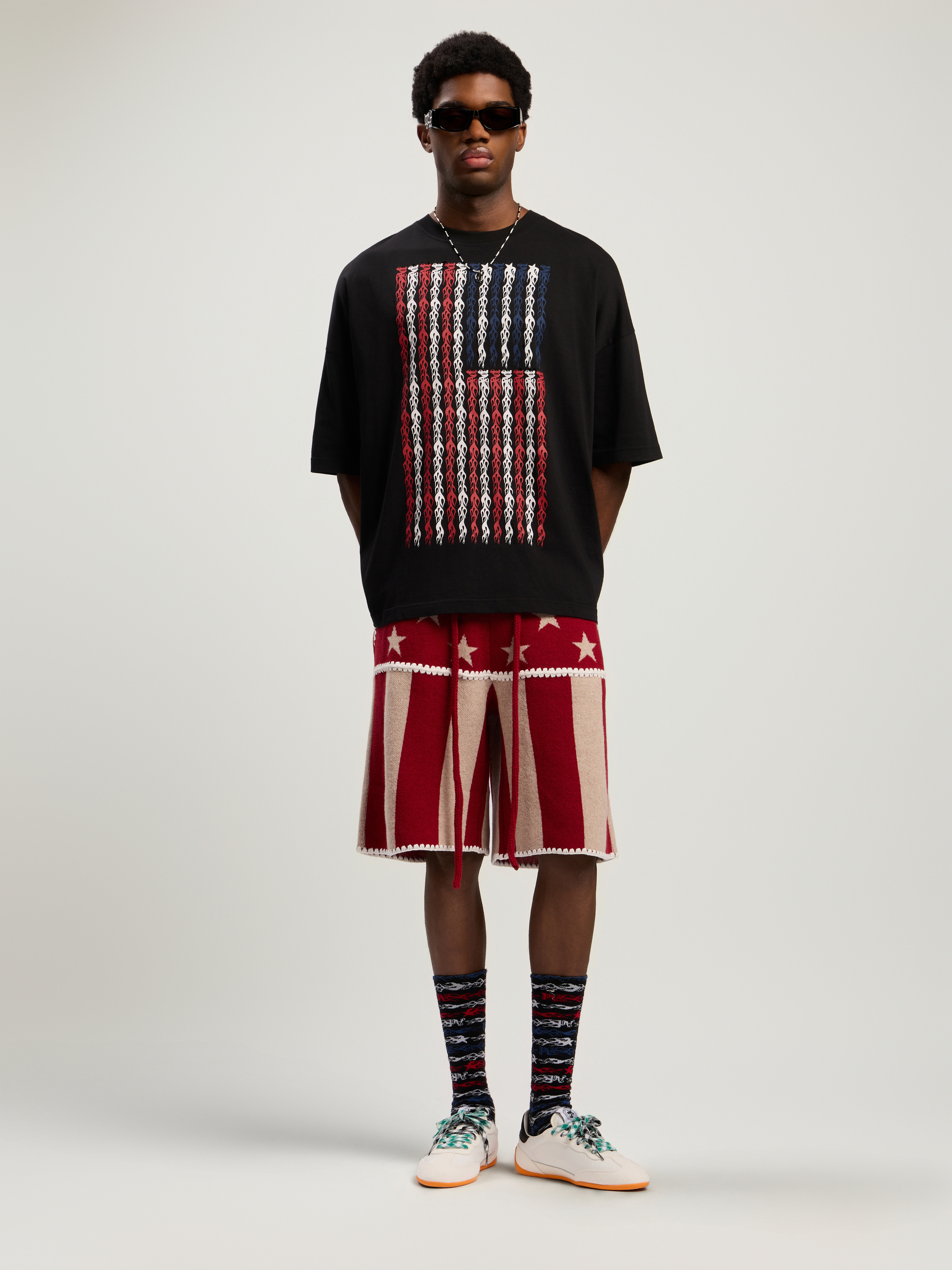 Flames Flag Loose T-Shirt - 2
