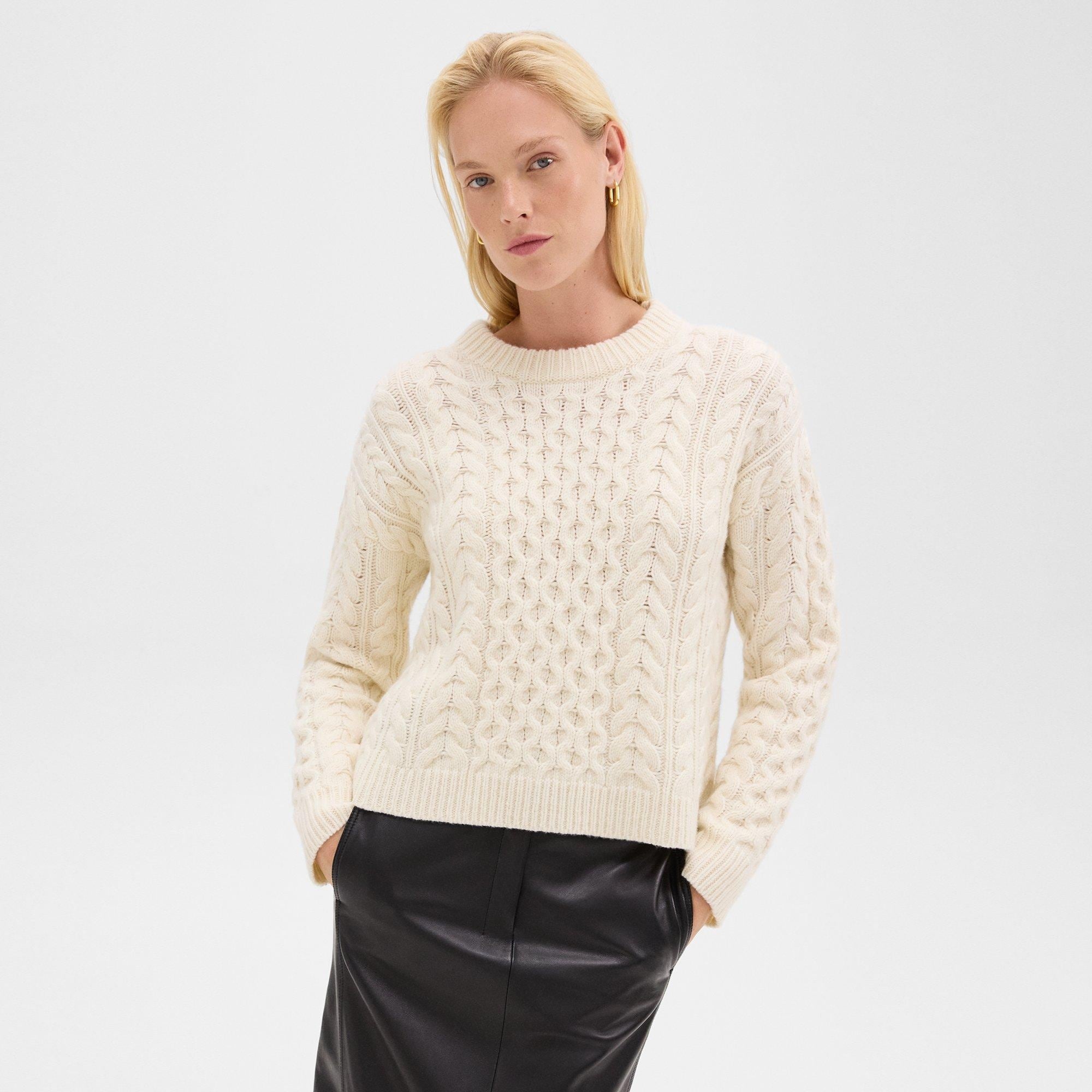 Cable Knit Sweater in Felted Wool-Cashmere - 2