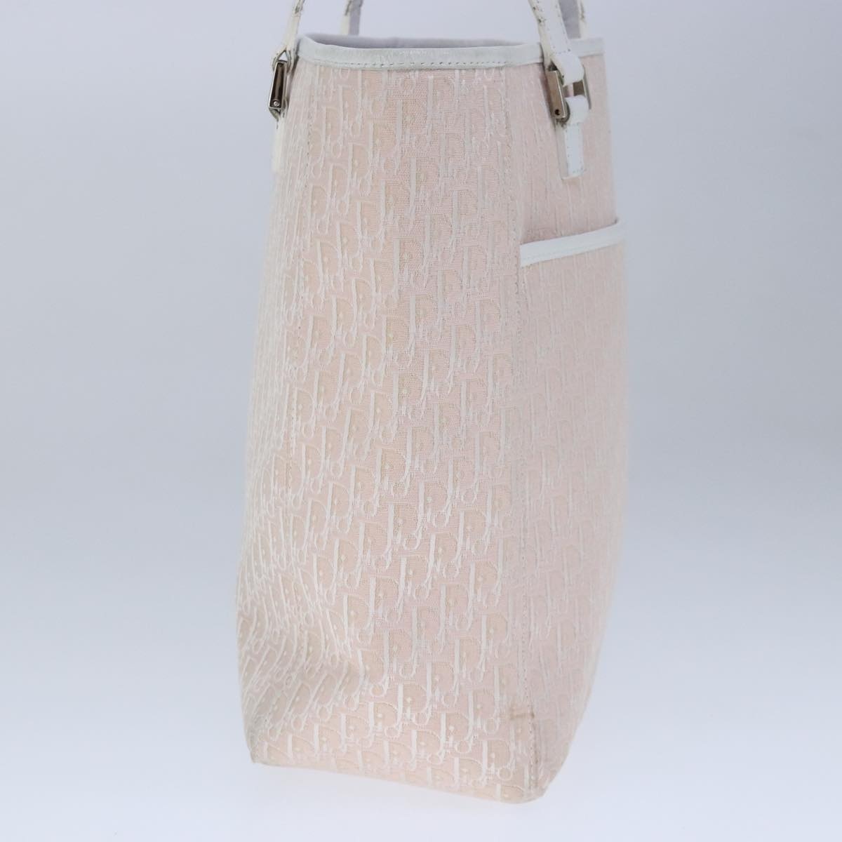 DIOR Trotter Canvas Tote Bag Pink Silver - 4