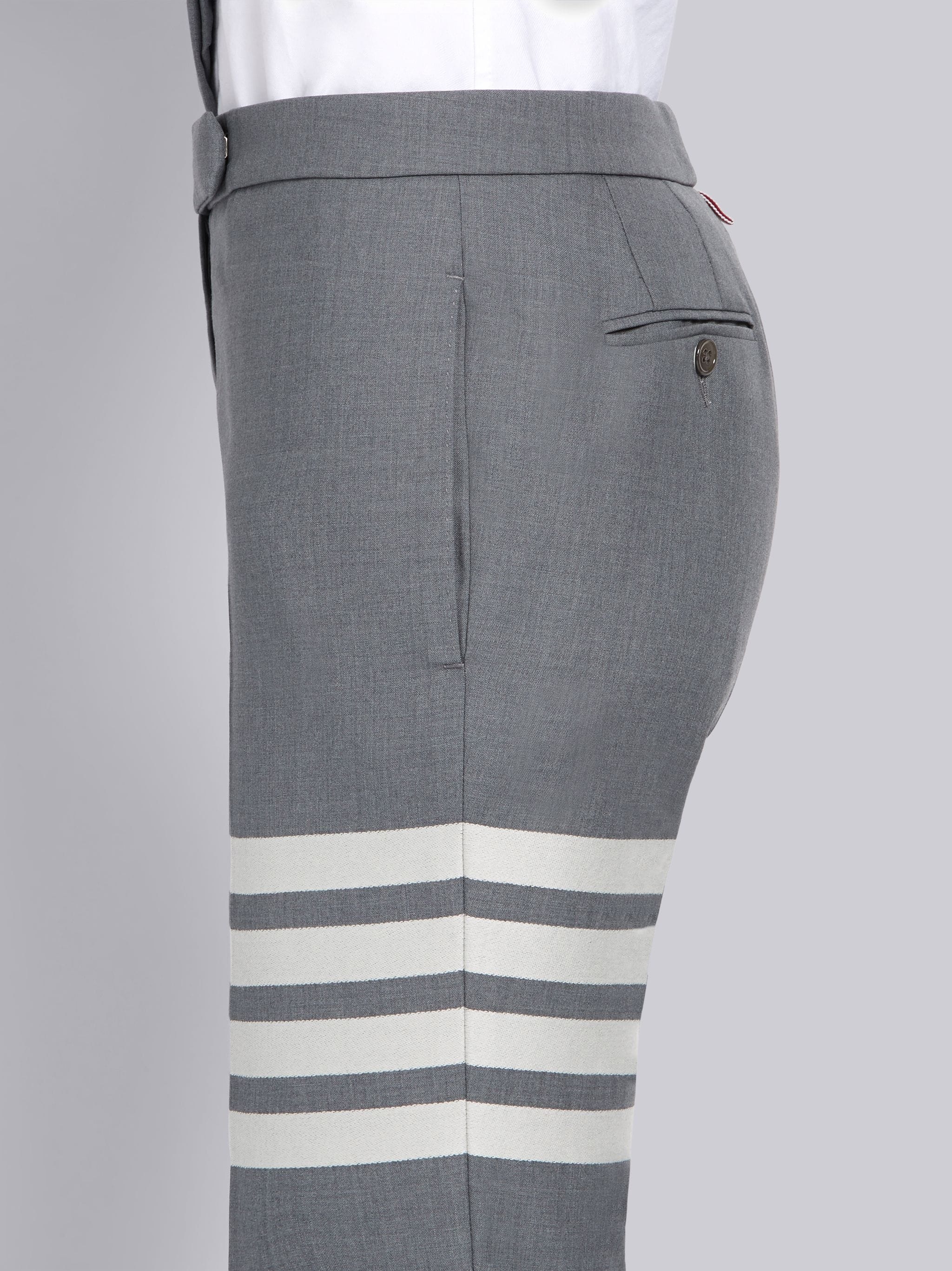 Medium Grey Plain Weave Skinny 4-Bar Trouser - 5
