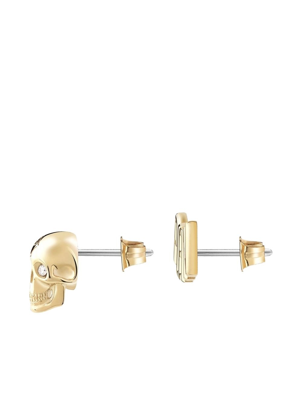 skull and logo stud earrings - 3