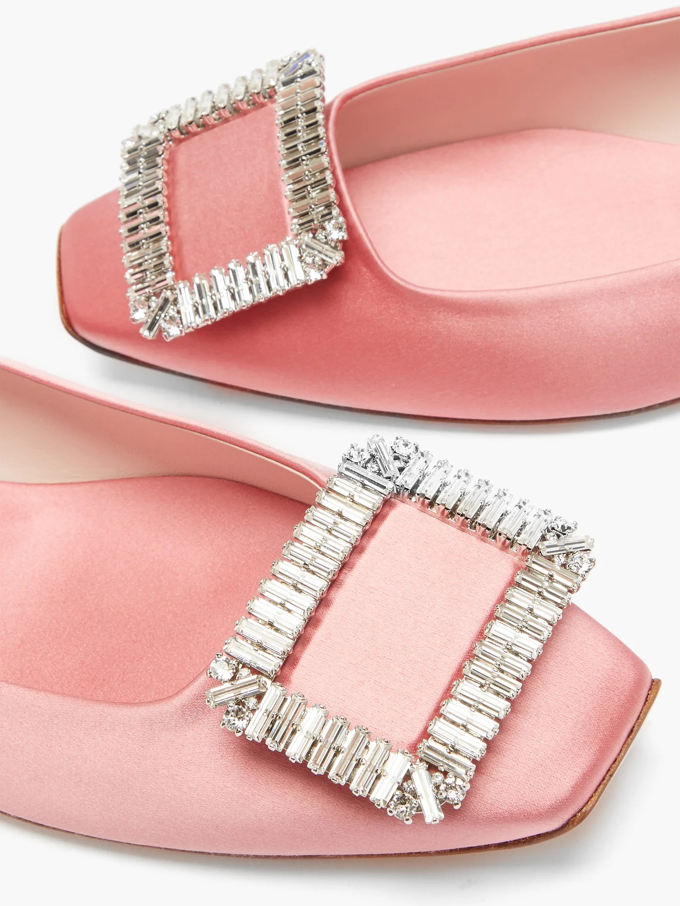 Trompette crystal-buckle satin ballerina flats - 6