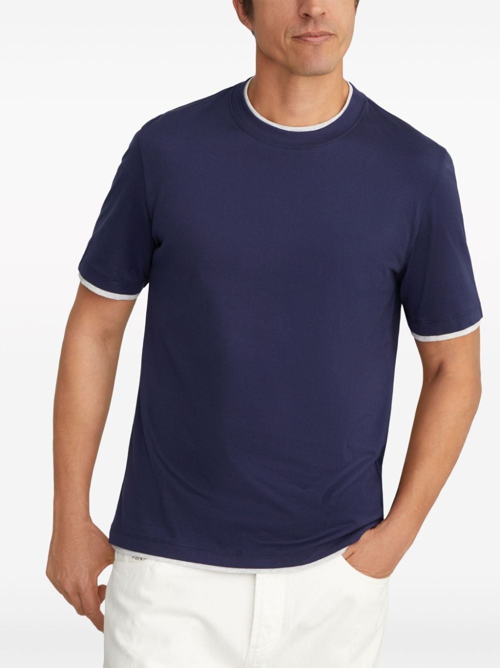 layered-effect cotton T-shirt - 3