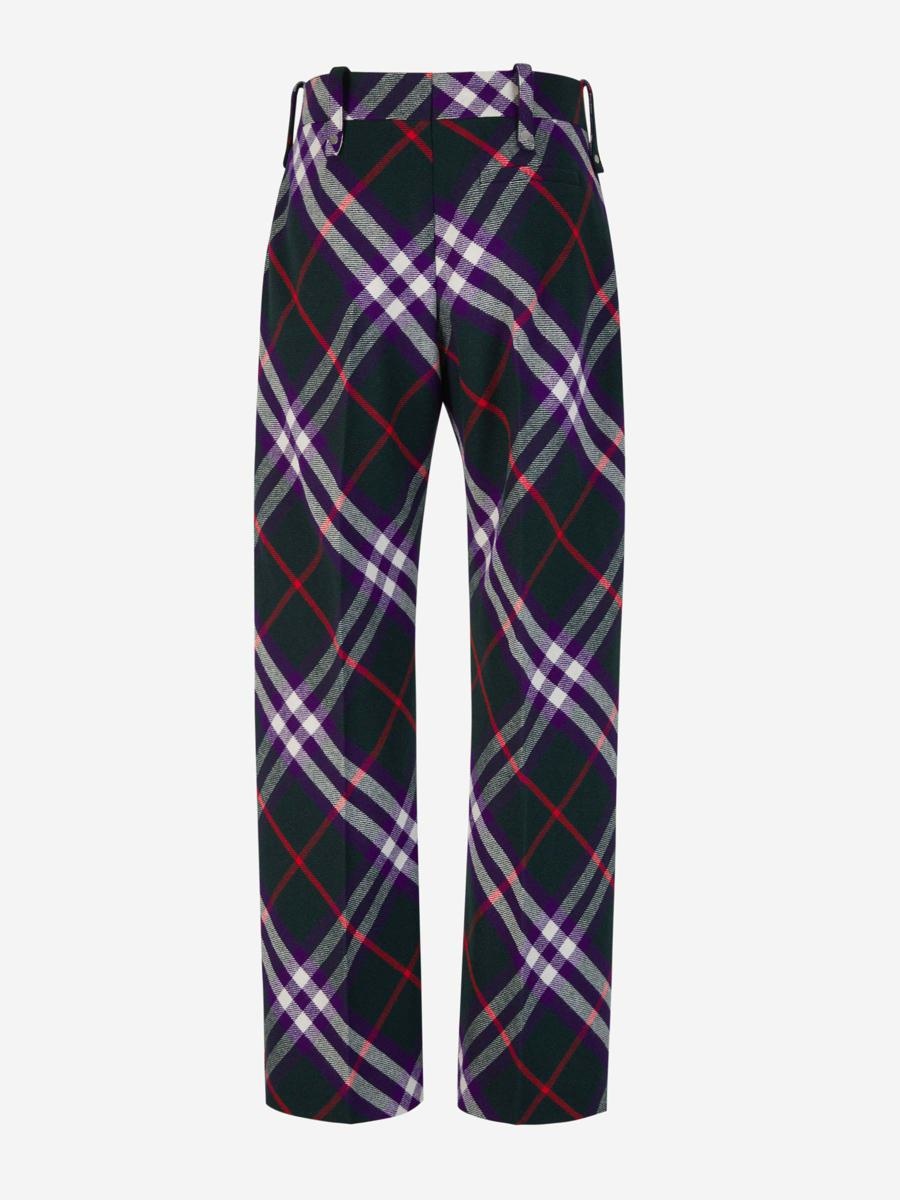 Burberry Checked Motif Wool Pants - 2