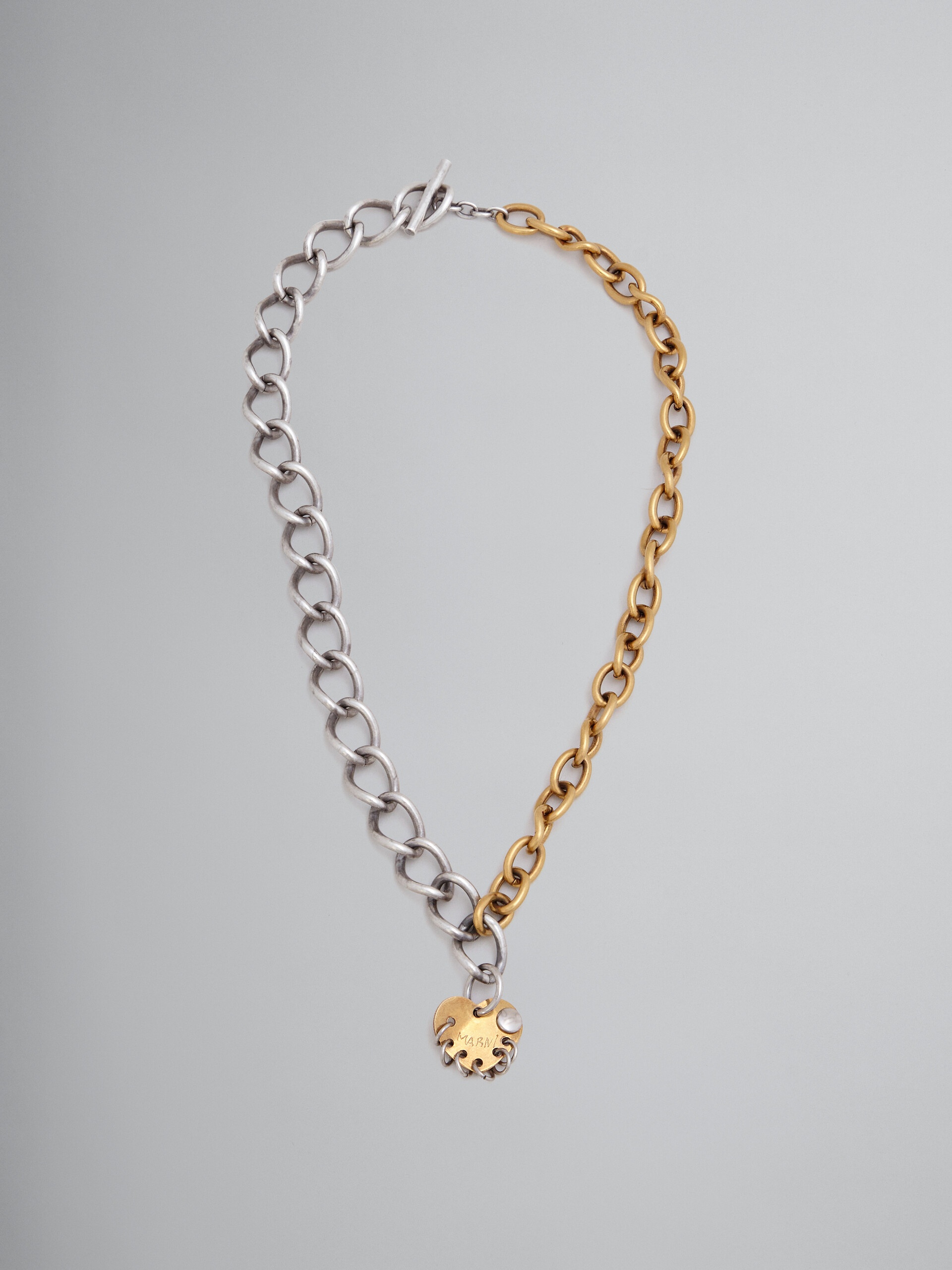 RAW HEARTS TWO-TONE CHAIN NECKLACE - 1