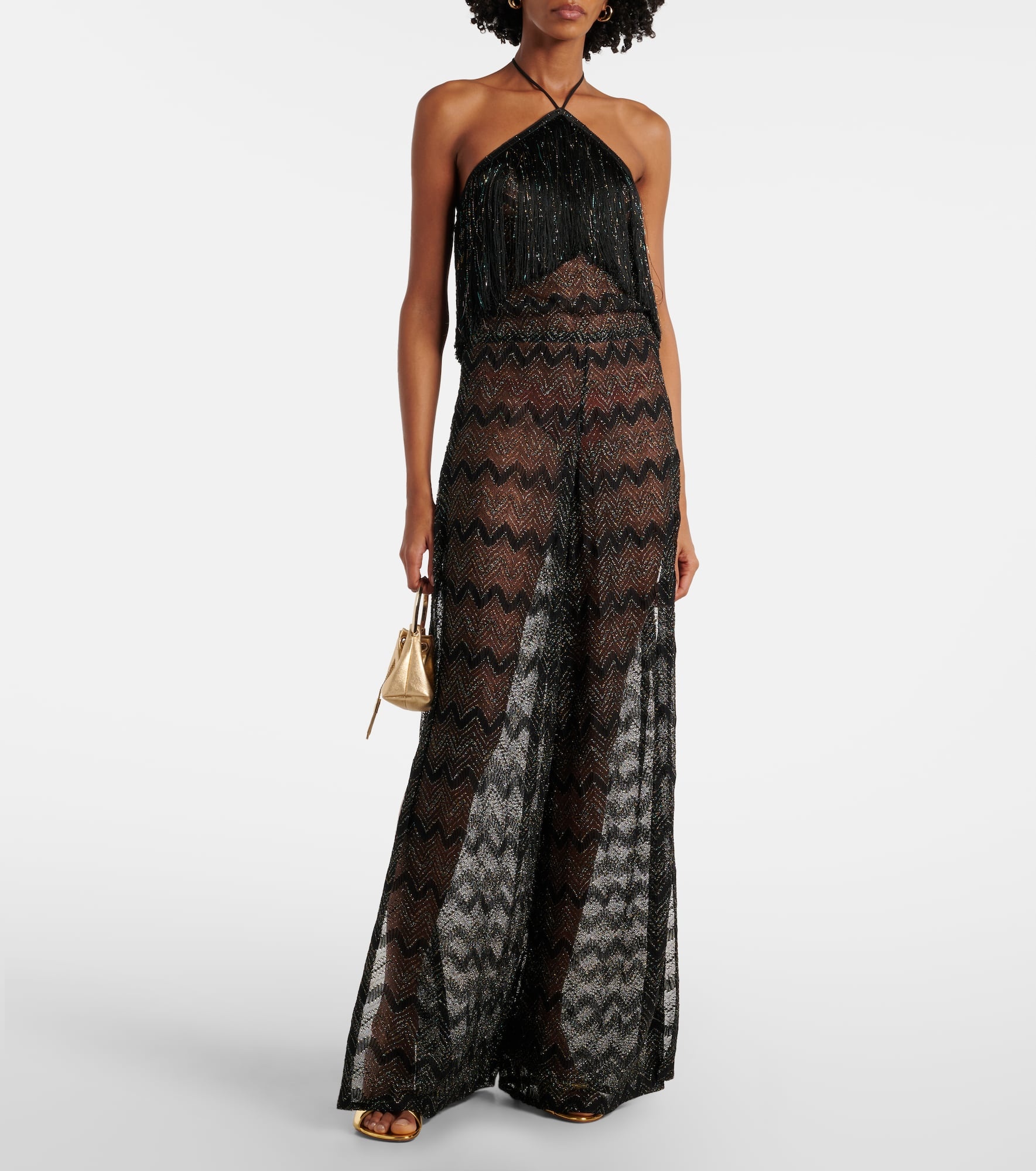 Zigzag fringed lamé jumpsuit - 2