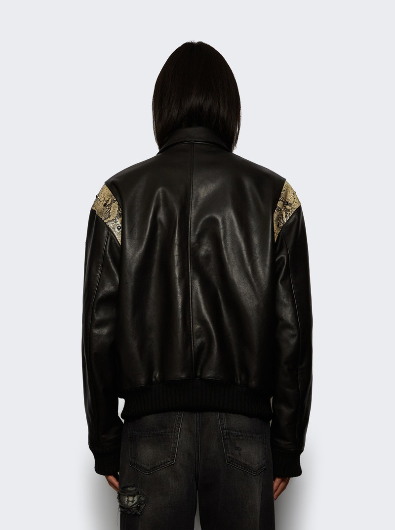 Bones Studded Leather Bomber Jacket Black 4