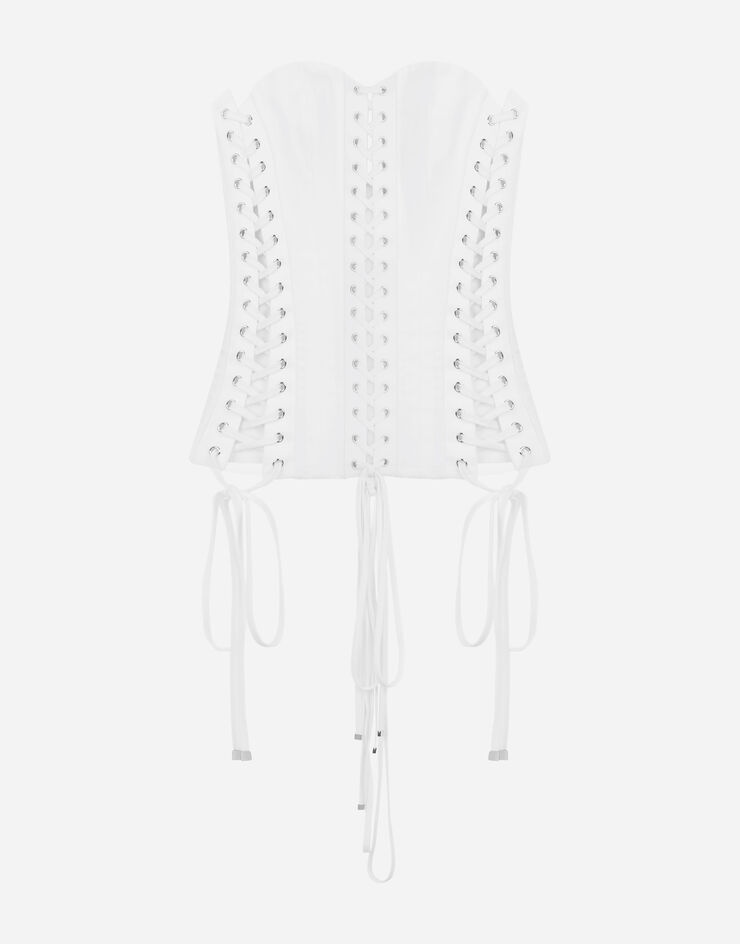 Gabardine bustier with laces and eyelets - 3