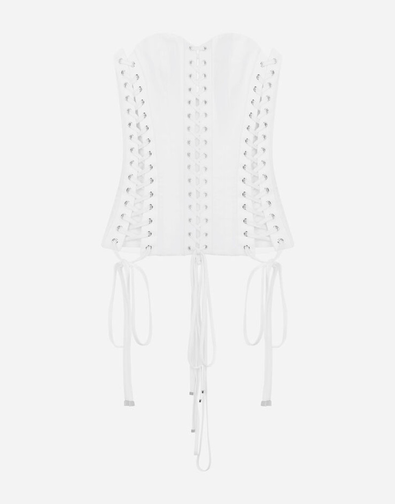 Gabardine bustier with laces and eyelets 1