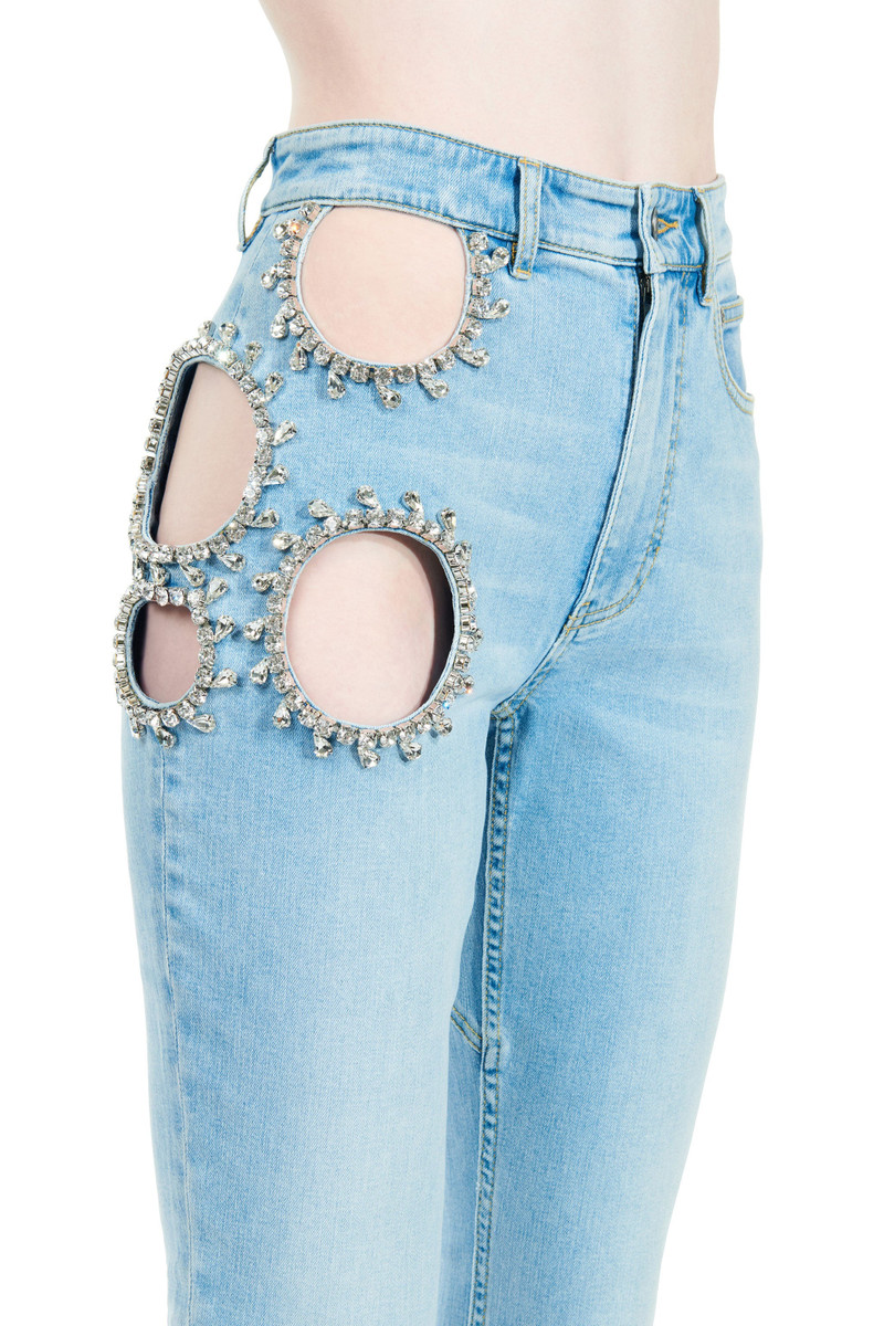 AREA CRYSTAL GRAPE CUTOUT SKINNY JEAN outlook