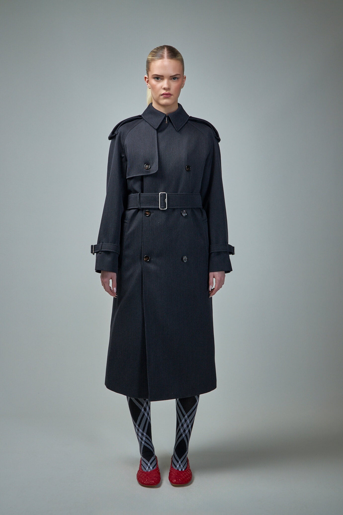 Long Wool Trench Coat - 1