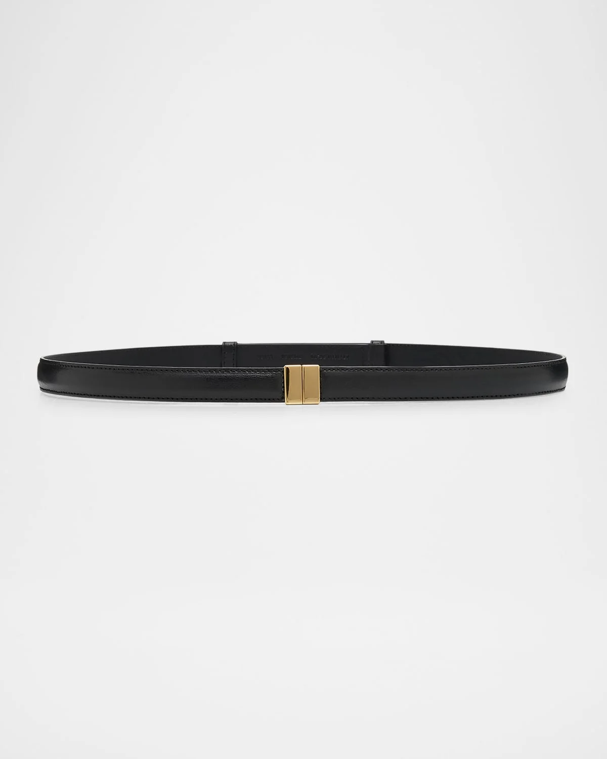 Slide Buckle Leather Skinny Belt - 1