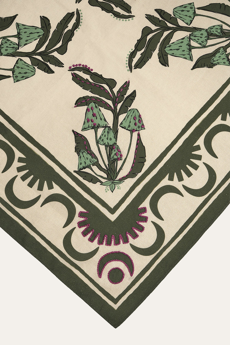 Johanna Ortiz Secret Life Of Funghi Cloth Napkins in Green Set of 4 outlook