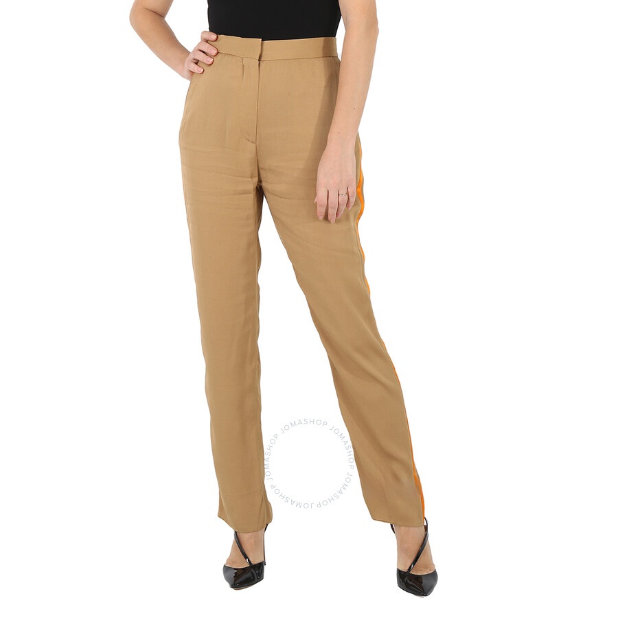 Burberry Satin Stripe Crepe Tailored Trousers In Driftwood - 3