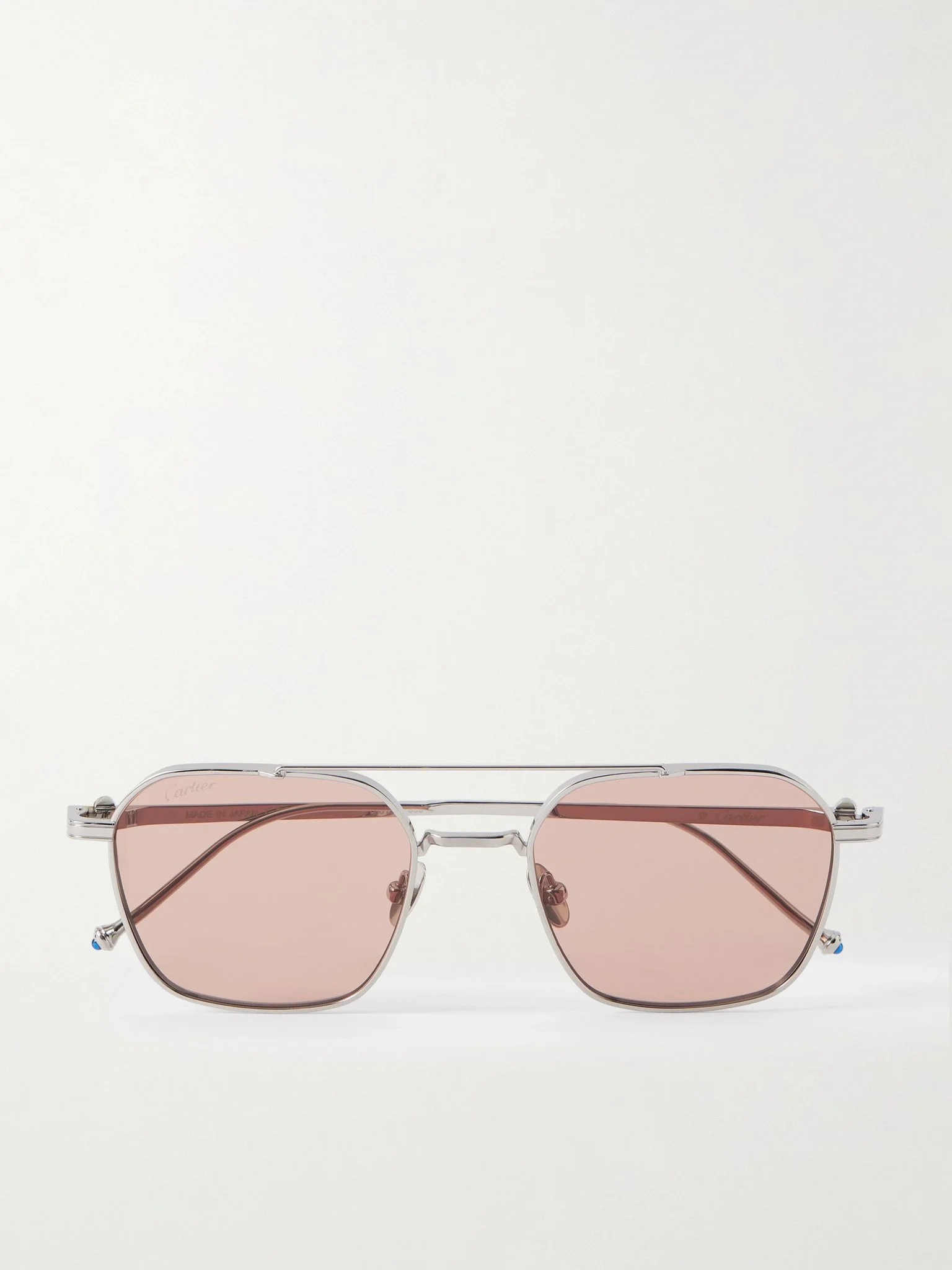 Pasha Double-Bridge Aviator-Style Silver-Tone Titanium Sunglasses Silver - 1