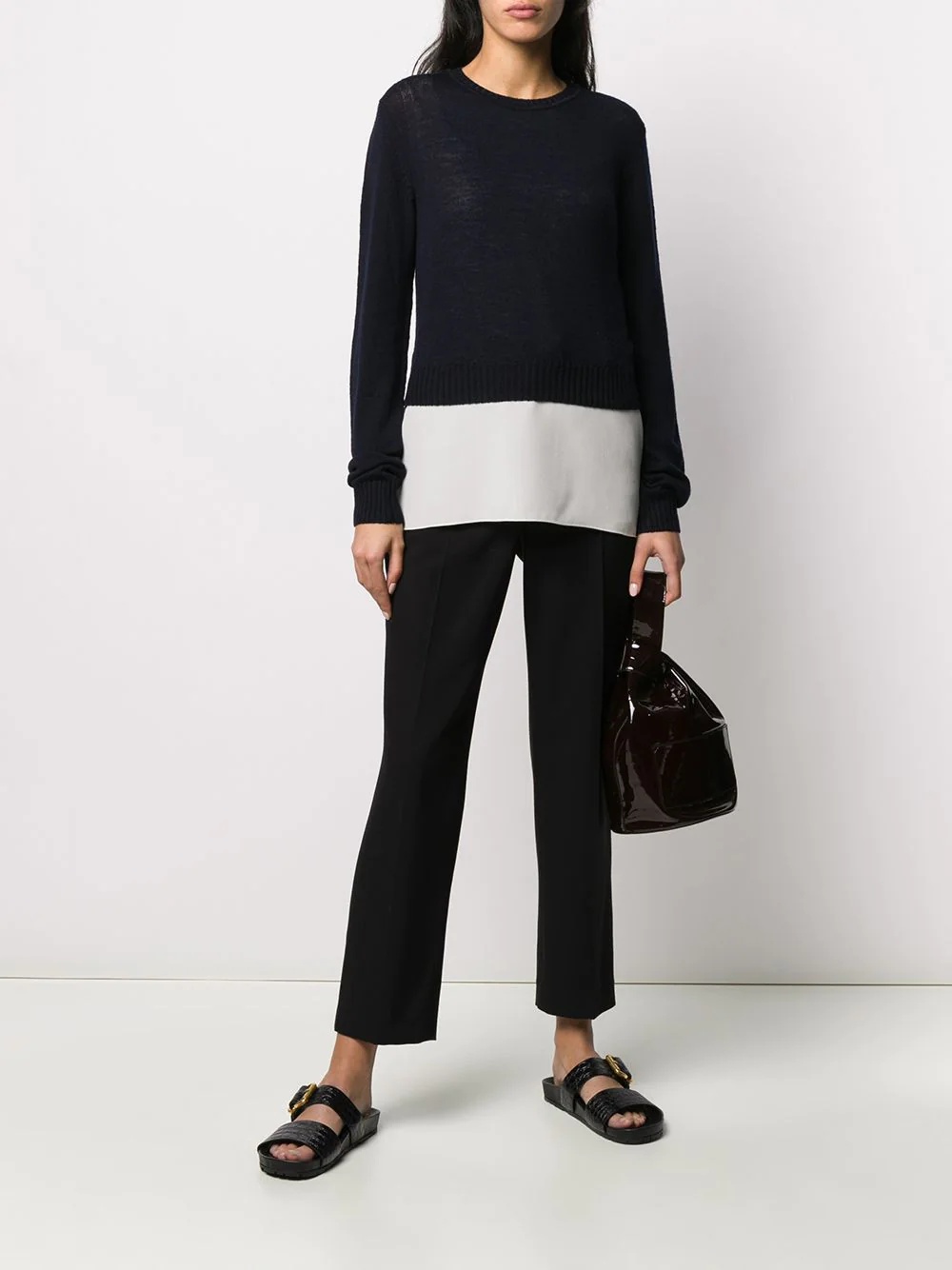 cropped round neck jumper - 2