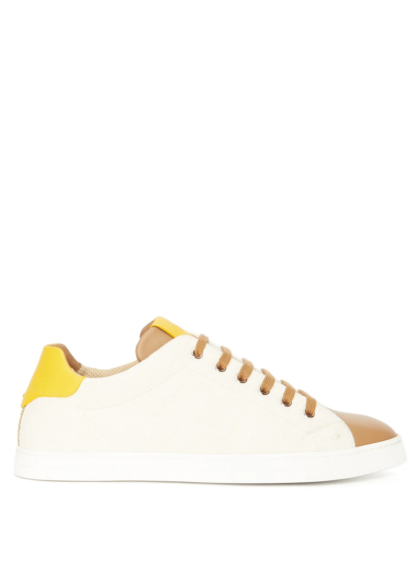 FF-jacquard canvas and leather trainers - 1