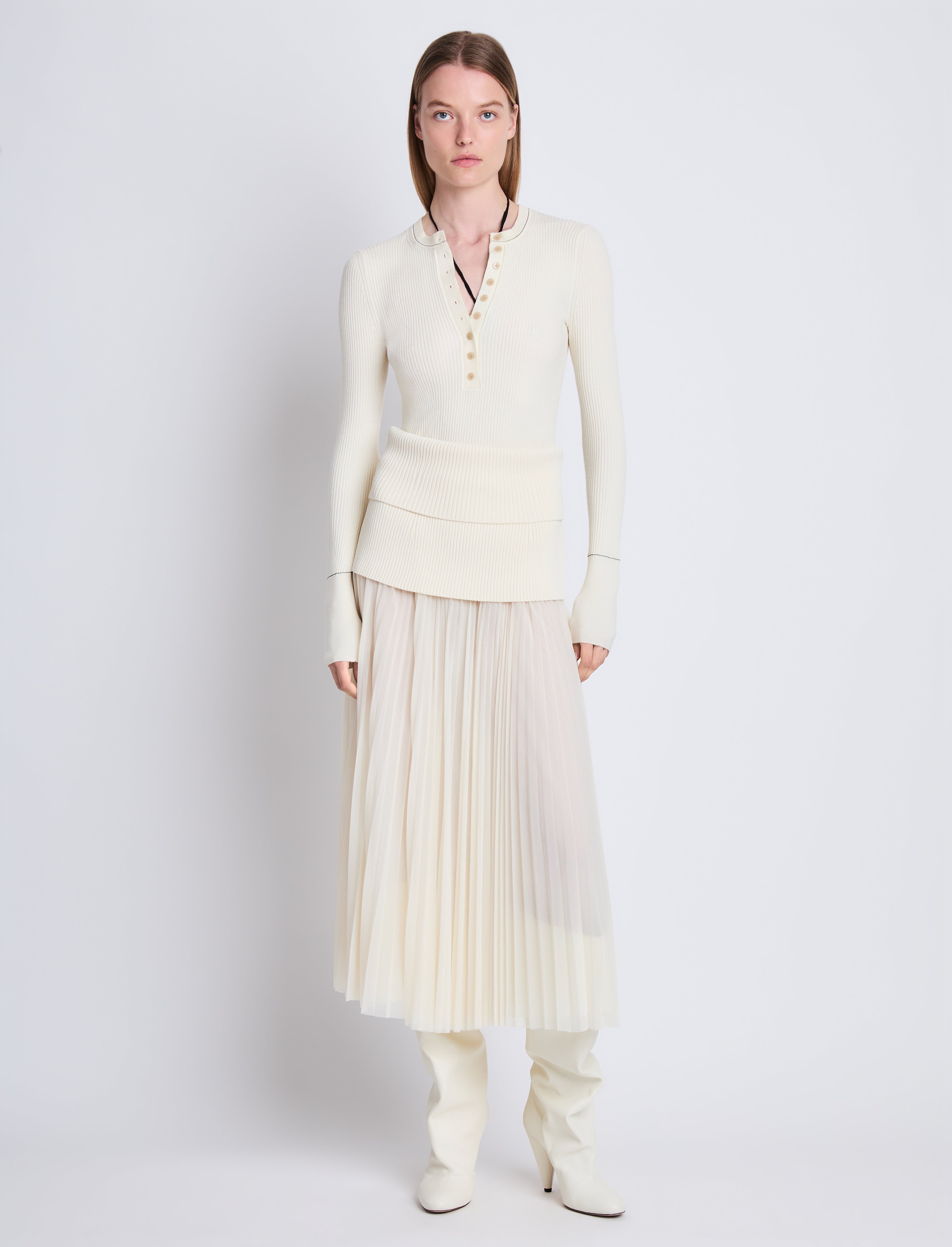 Agnes Henley Sweater in Superfine Wool Merino - 3