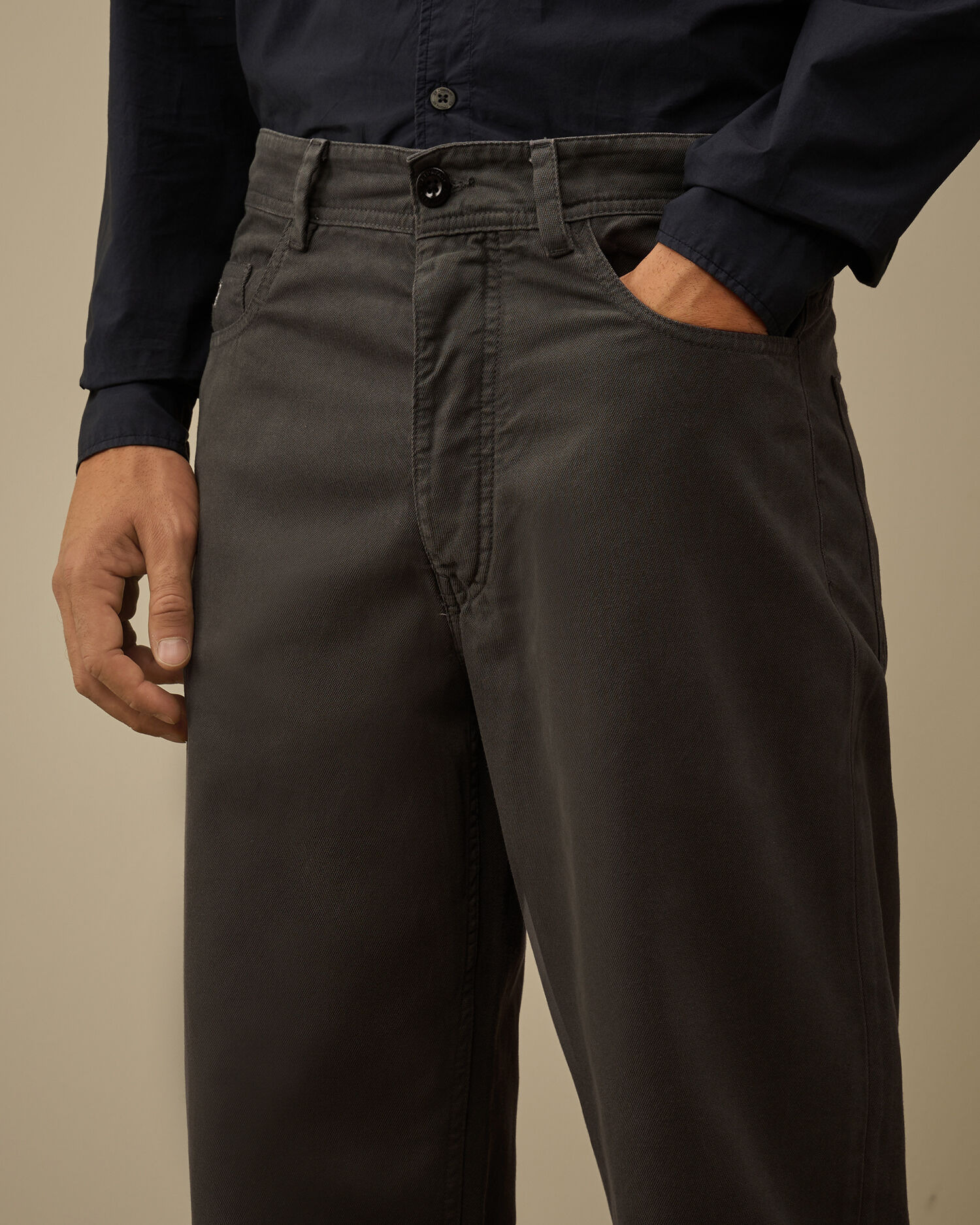 Vintage Army Structure Loose Five Pocket Pants - 5