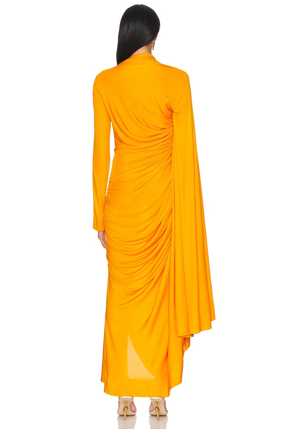 ワンピース BOTTEGA VENETA Woman Dress Yellow Cream 688937V1N60 1069 Bottega Veneta Ruched Long Dress | forward | REVERSIBLE
