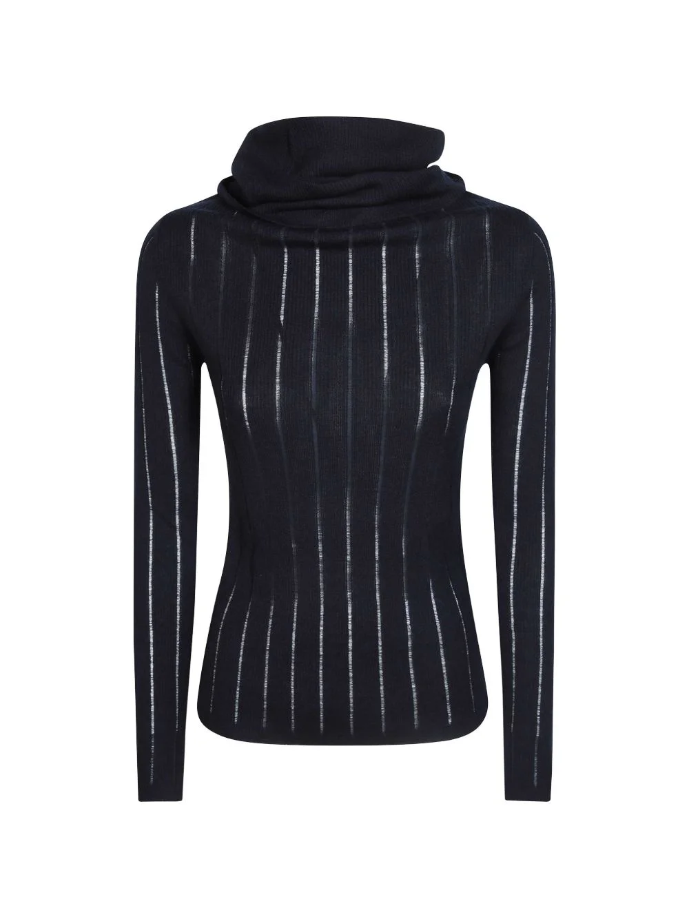 ribbed-knit cowl-neck sweater - 1