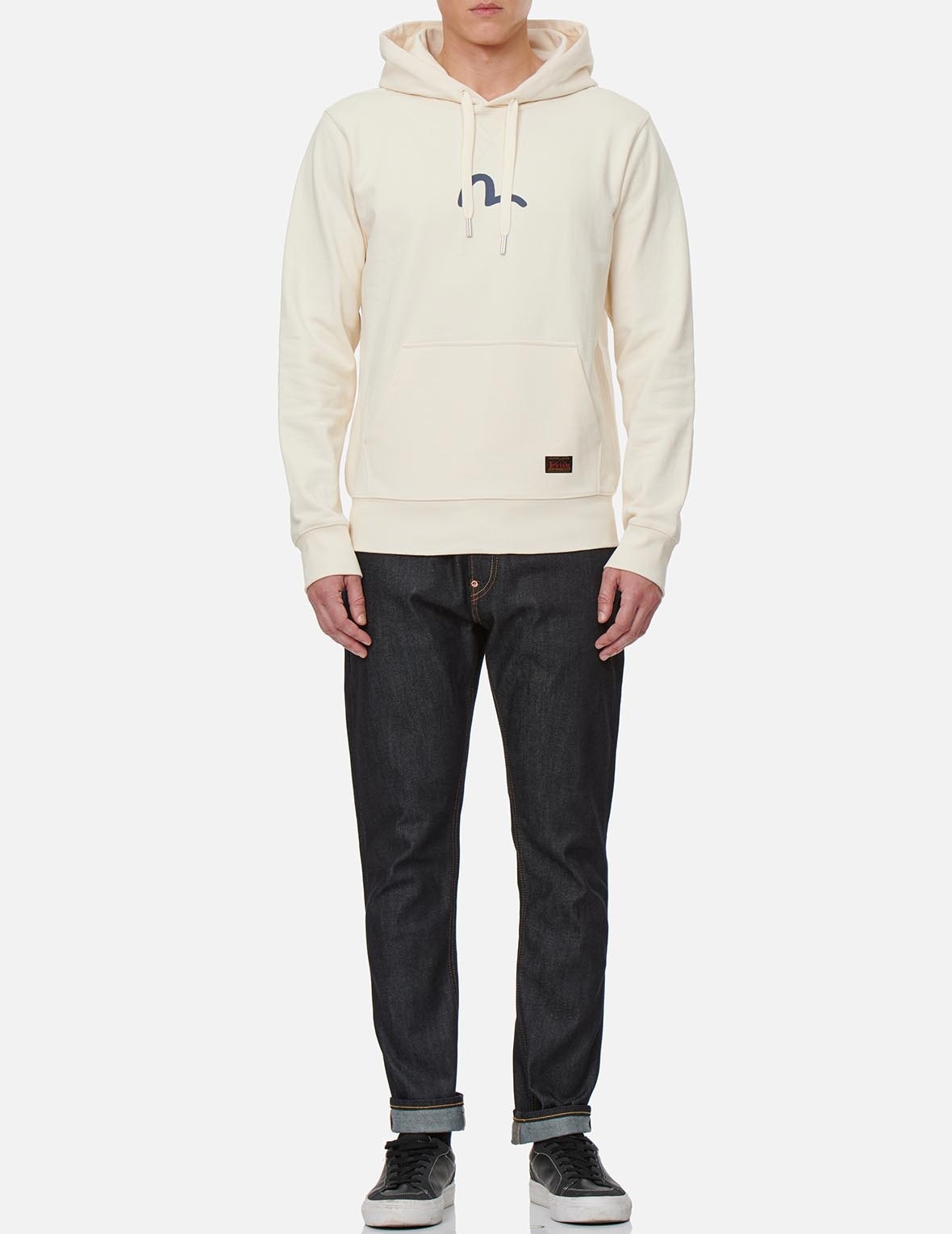 WASH-EFFECT SEAGULL PRINT CARROT FIT RAW DENIM JEANS #2017 - 5